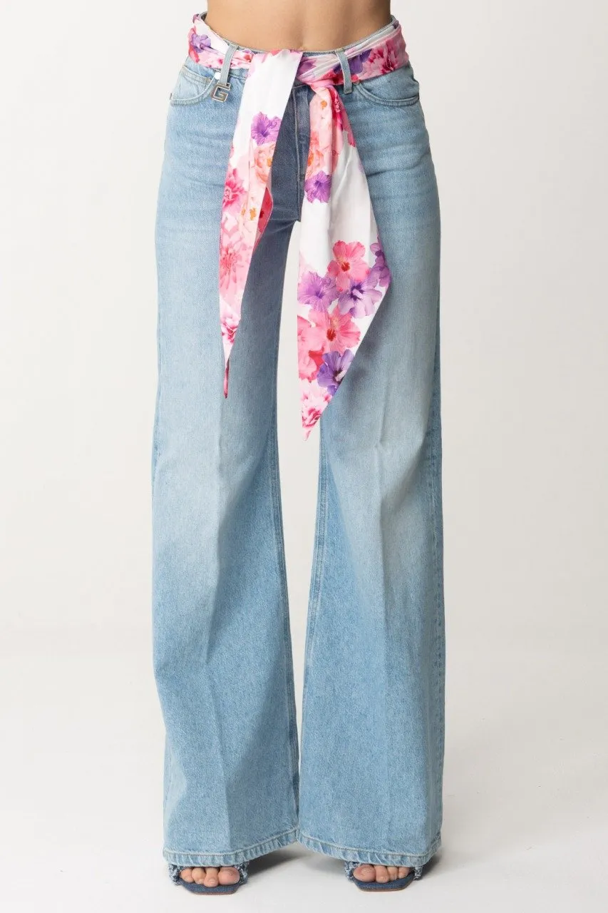 Jeans a palazzo con fusciacca floreale Blu