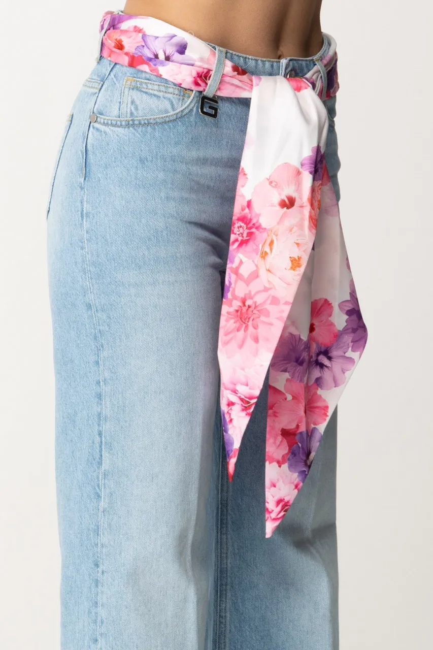 Jeans a palazzo con fusciacca floreale Blu