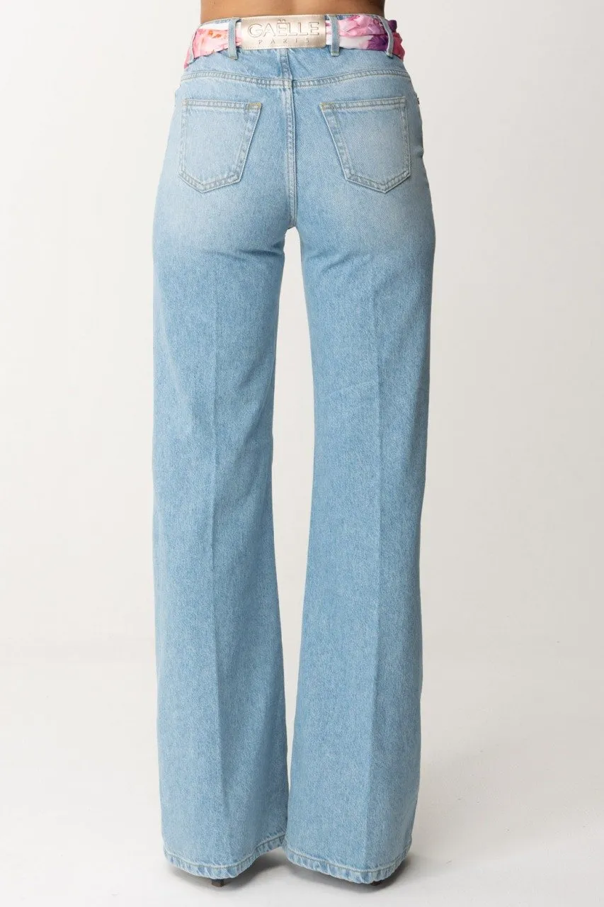 Jeans a palazzo con fusciacca floreale Blu