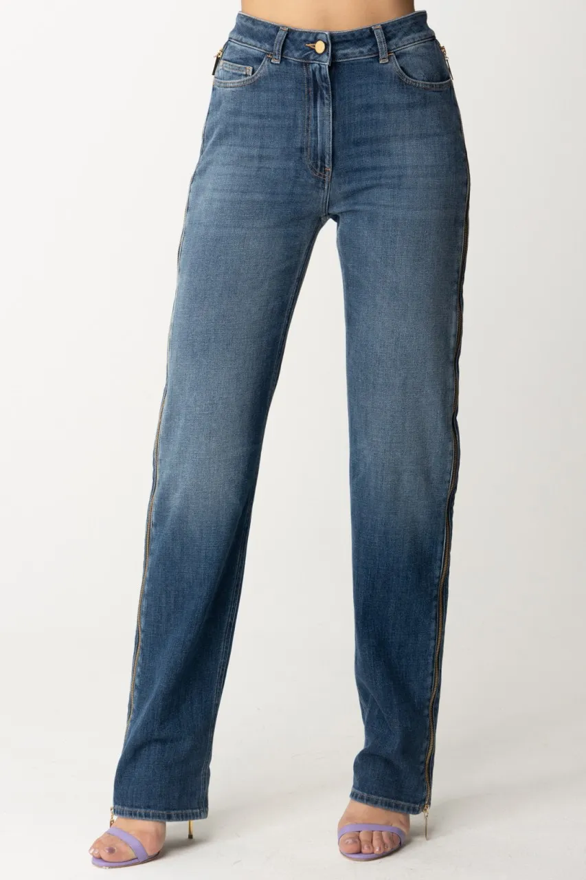 Jeans palazzo con maxi zip laterali Blue denim