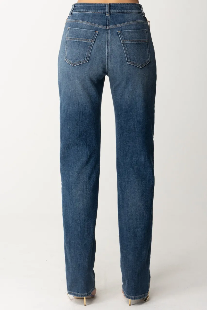 Jeans palazzo con maxi zip laterali Blue denim