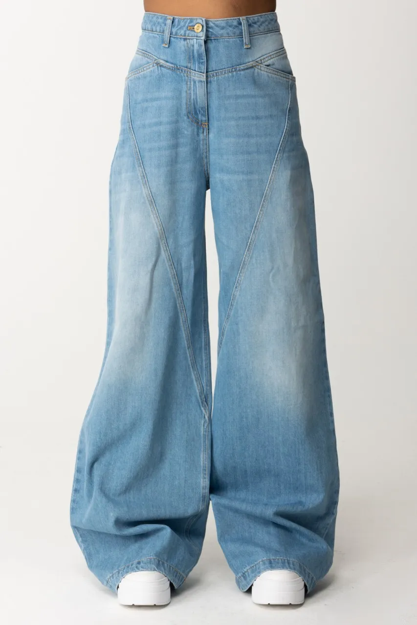 Jeans palazzo cuciture diagonali Light blue