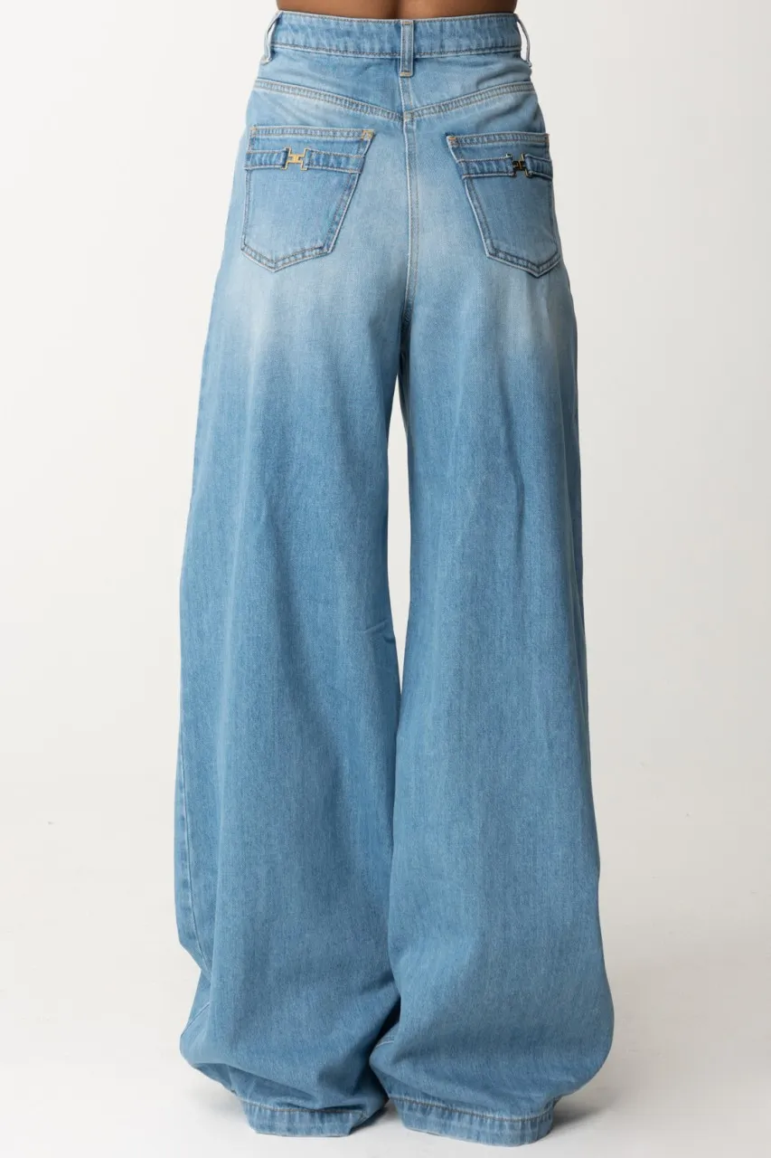 Jeans palazzo cuciture diagonali Light blue