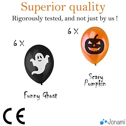 Jonami Decorazioni Halloween Casa XXL - Festone Happy Halloween, Festoni, Palloncini, Ragnatela, Pipistrelli 3D, Scheletro Artic