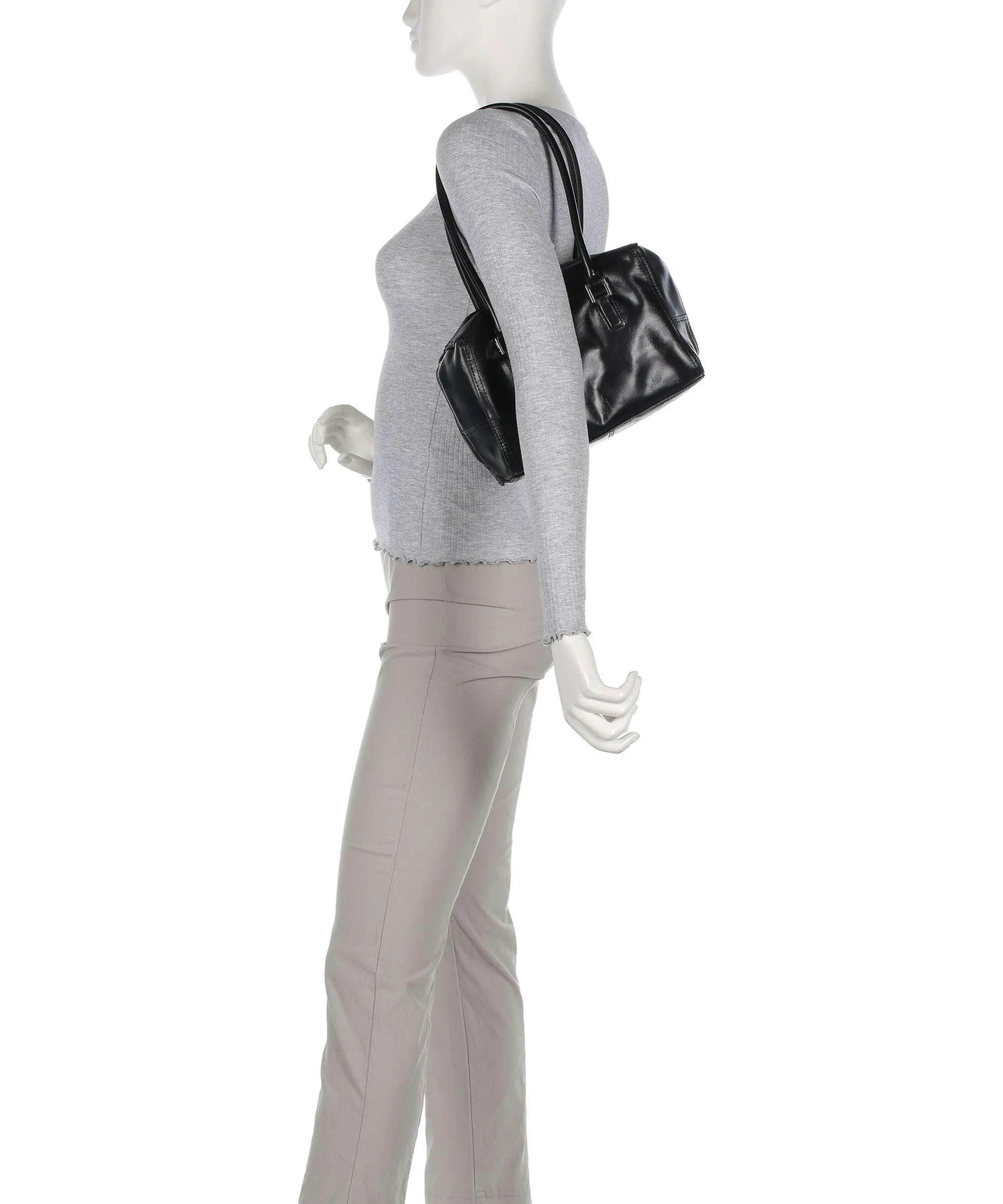  Liebeskind Kayla Lack Distressed M Borsa a spalla pelle bovina nero  
