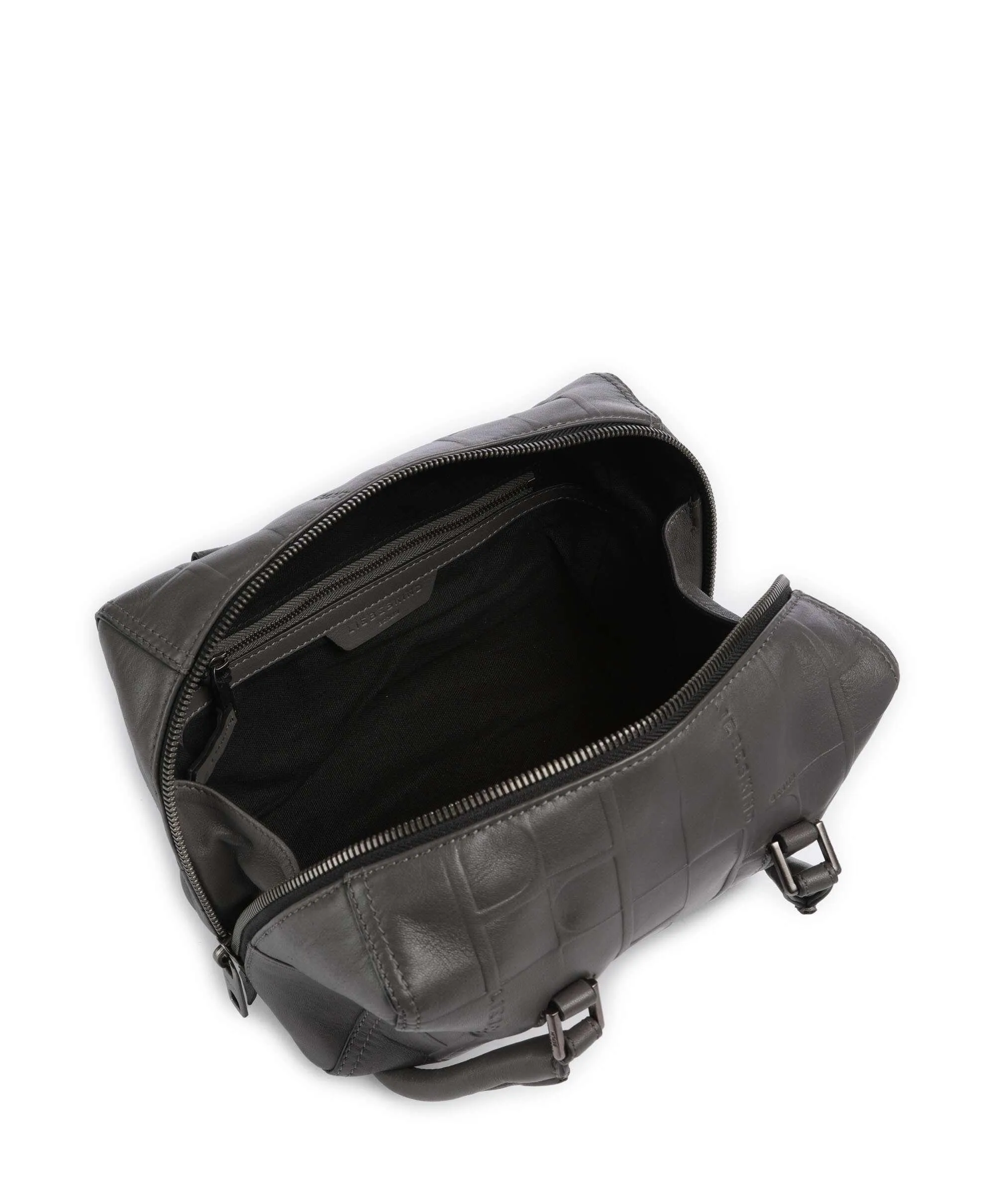  Liebeskind Kayla Monogram Sheep Natural S Borsa a spalla pelle di vacchetta goffrata grigio scuro  
