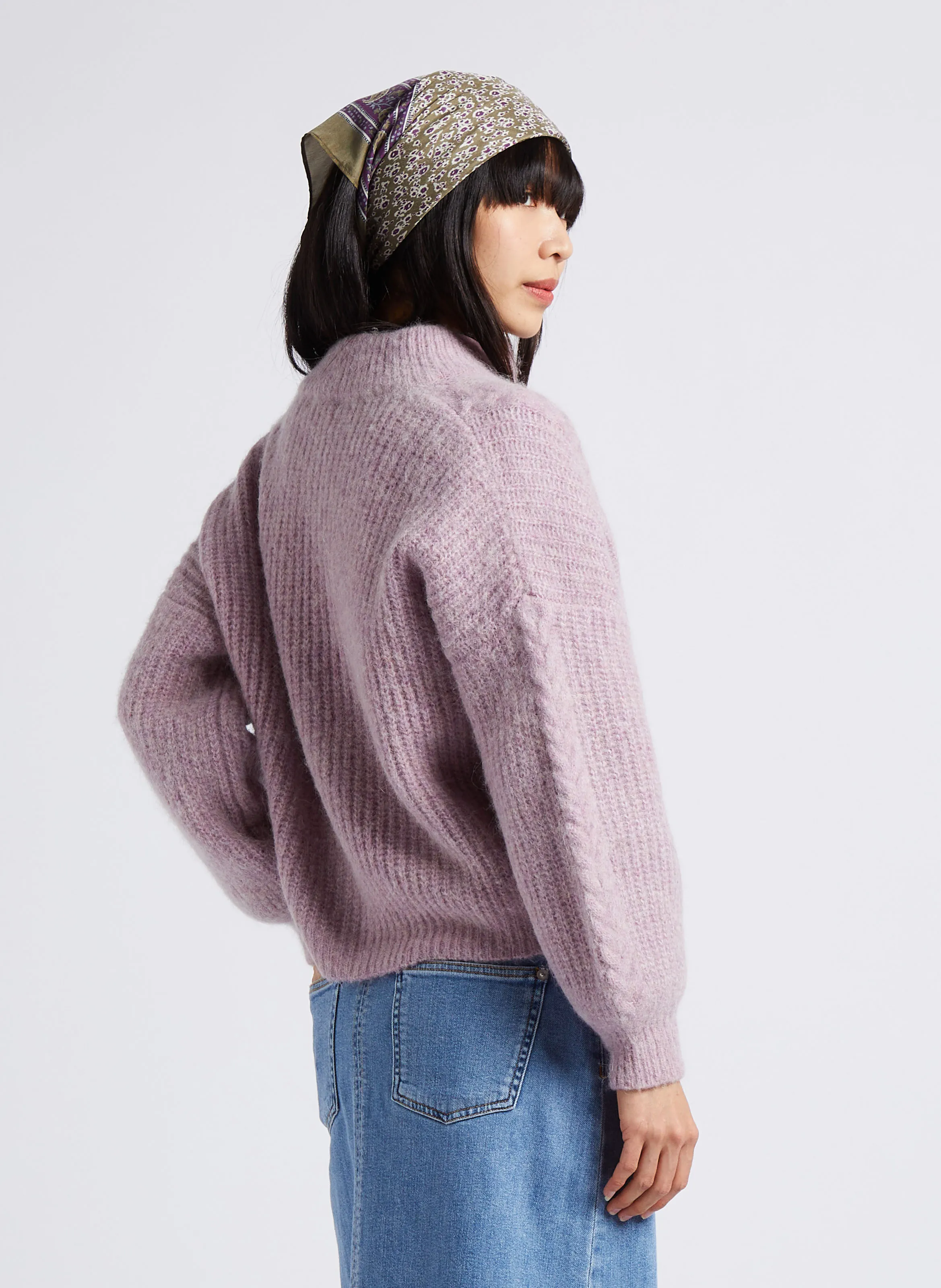  LOUISE MISHA   LISANDRE - Cardigan scollo tondo in misto lana | Viola