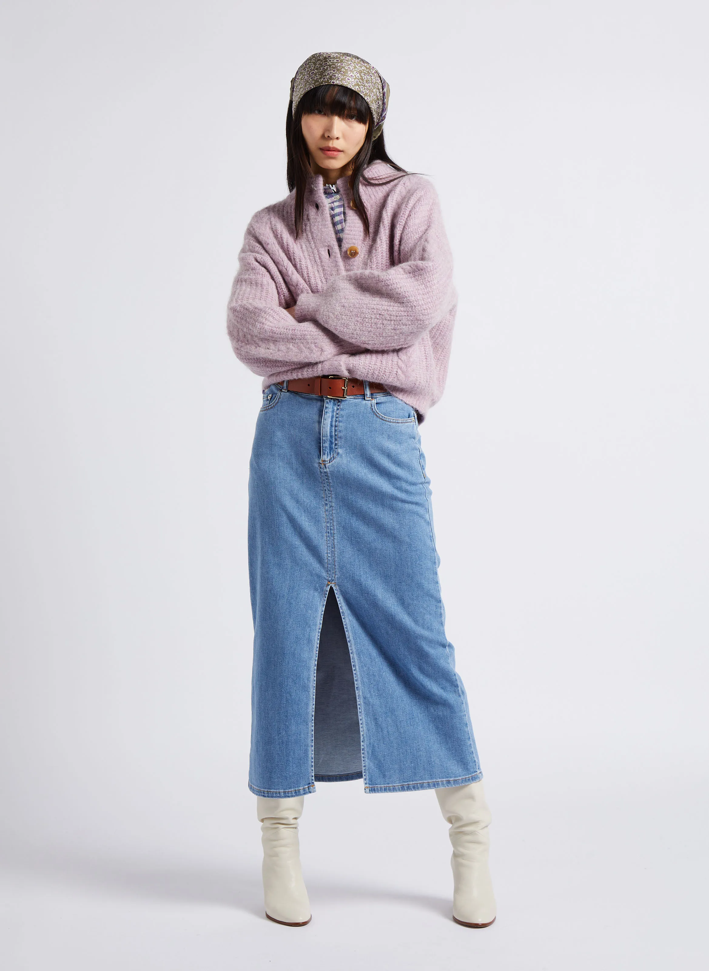  LOUISE MISHA   LISANDRE - Cardigan scollo tondo in misto lana | Viola