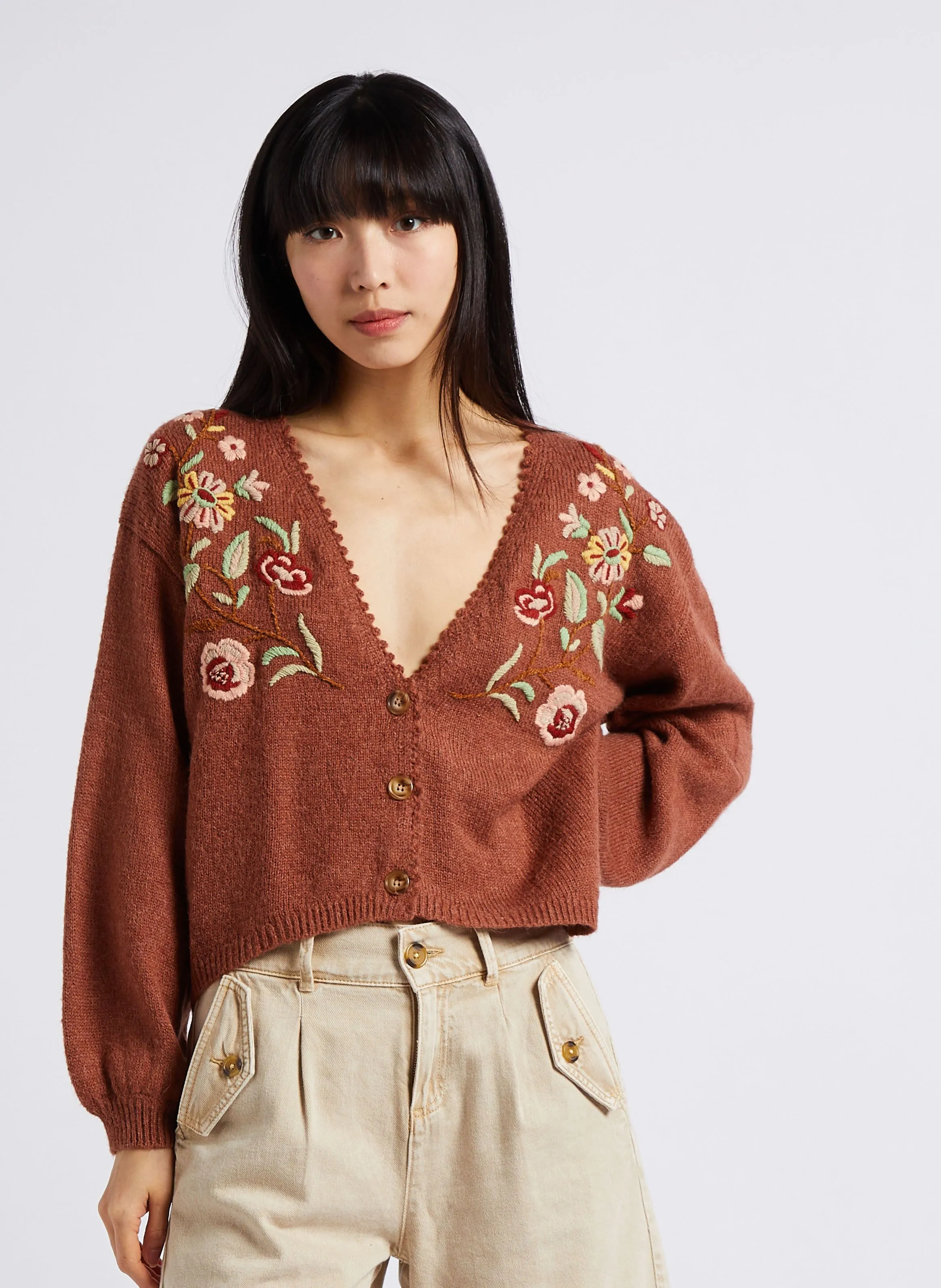  LOUISE MISHA   LUNAMI - Cardigan scollo a V | Marrone