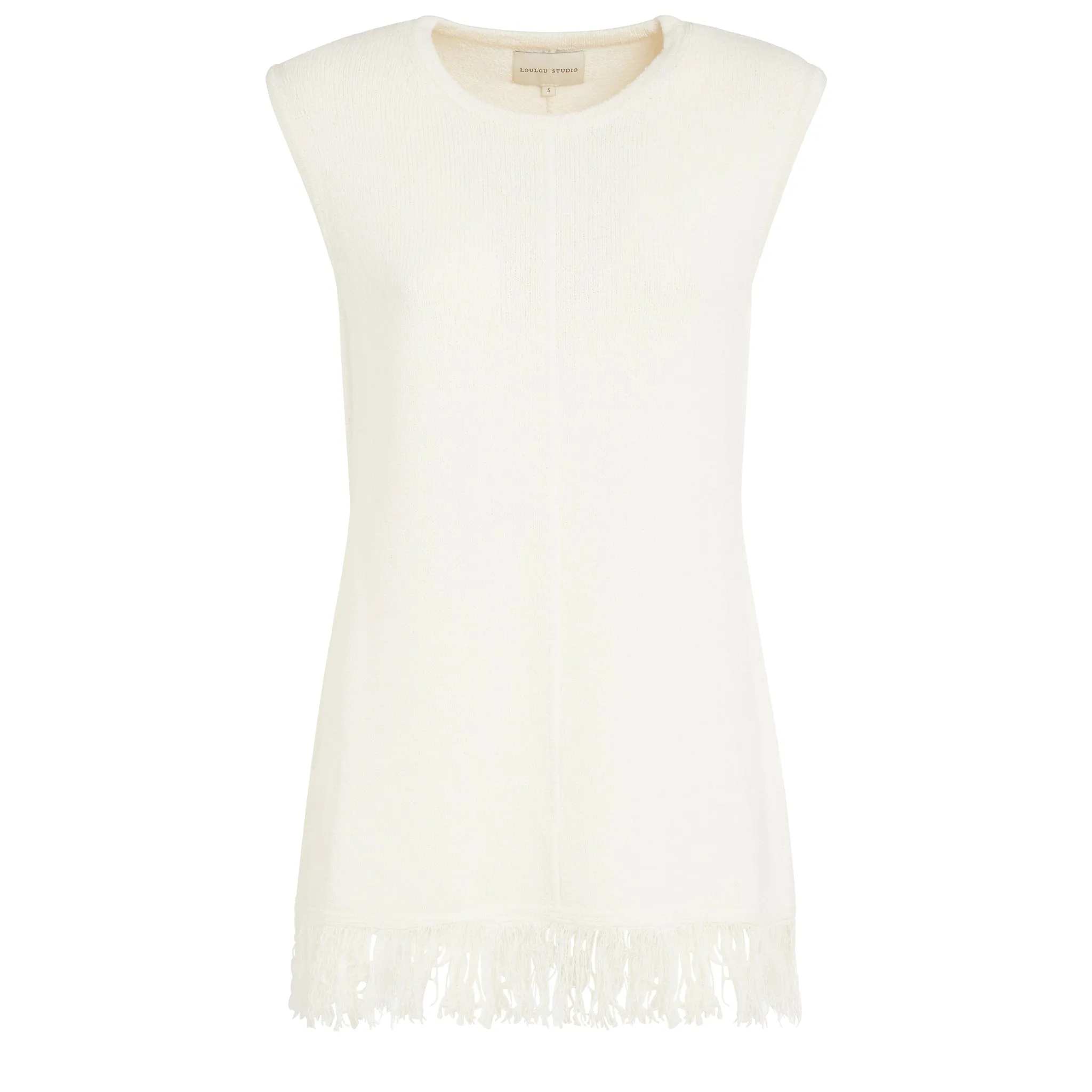 LOULOU STUDIO  Cardigan smanicato in tessuto bianco