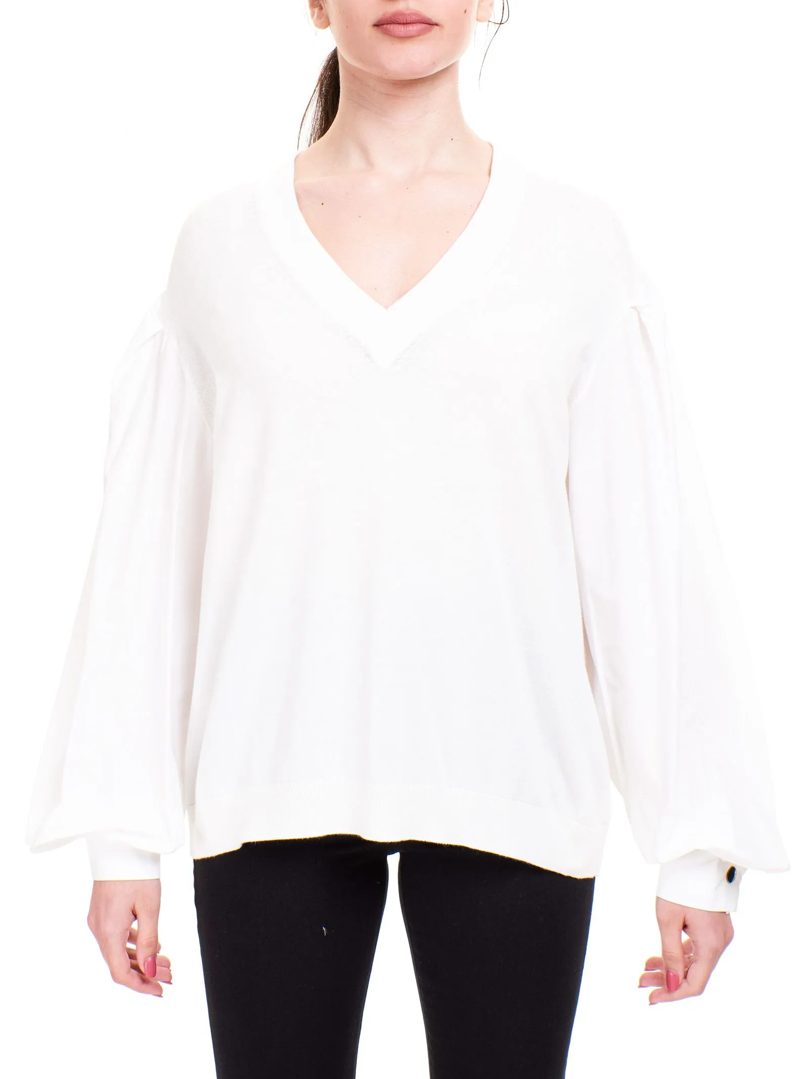 MAGLIA BIANCA CON MANICHE A PALLONCINO