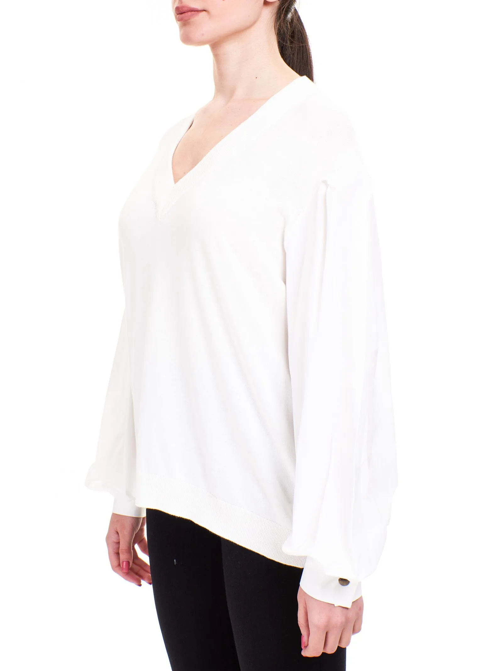 MAGLIA BIANCA CON MANICHE A PALLONCINO