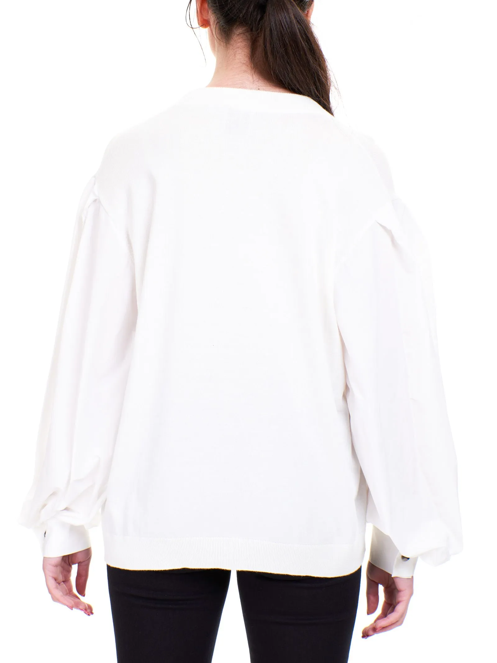 MAGLIA BIANCA CON MANICHE A PALLONCINO