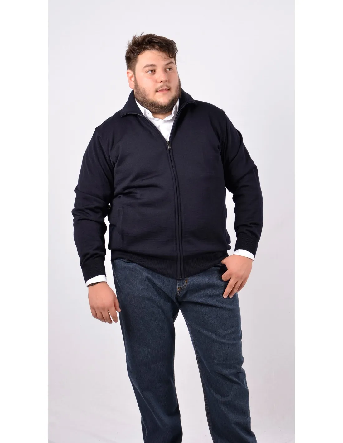 Maglia Zip completa lupetto Punto Milano A / I Maglia Aperta davanti