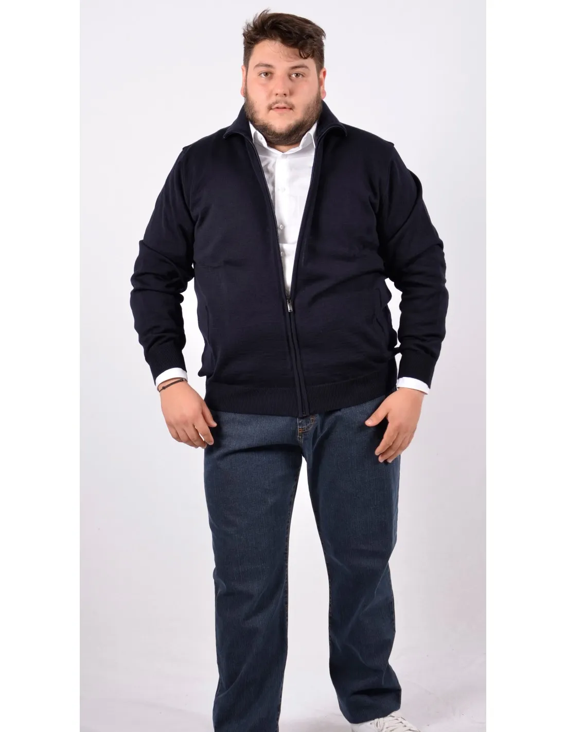 Maglia Zip completa lupetto Punto Milano A / I Maglia Aperta davanti