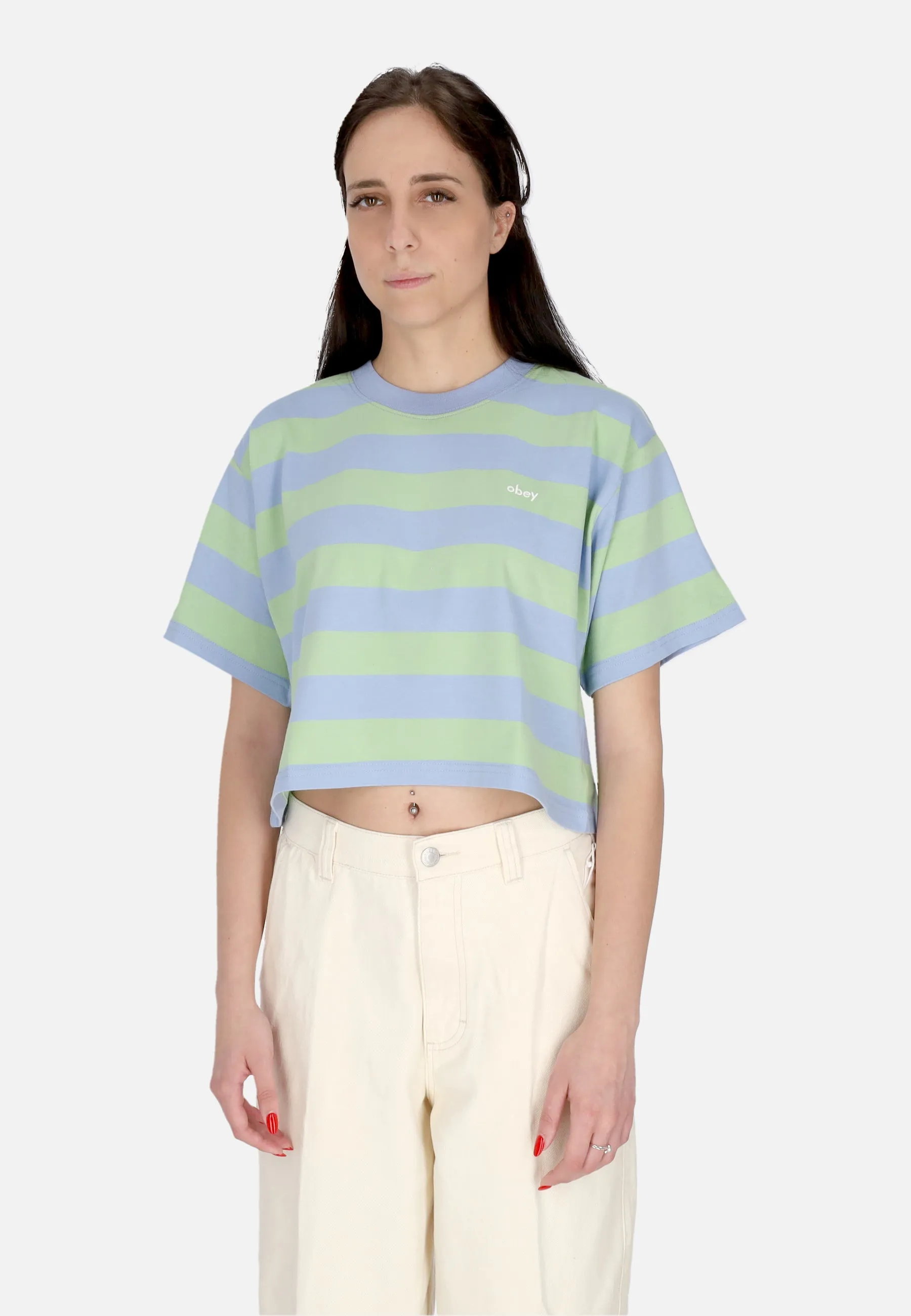 Maglietta Donna W Adams Stripe Cropped Tee Hydrangea Multi