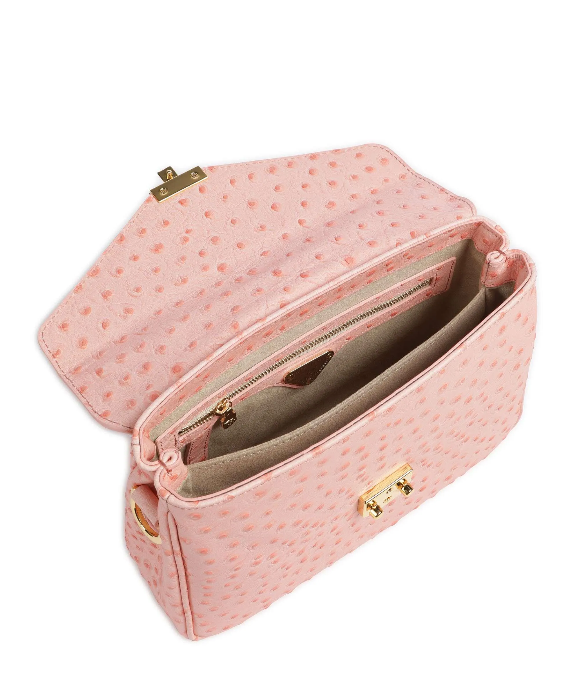  Maison Mollerus Stampato Marly Borsa a mano pelle ruvida, pelle granulata rosa  