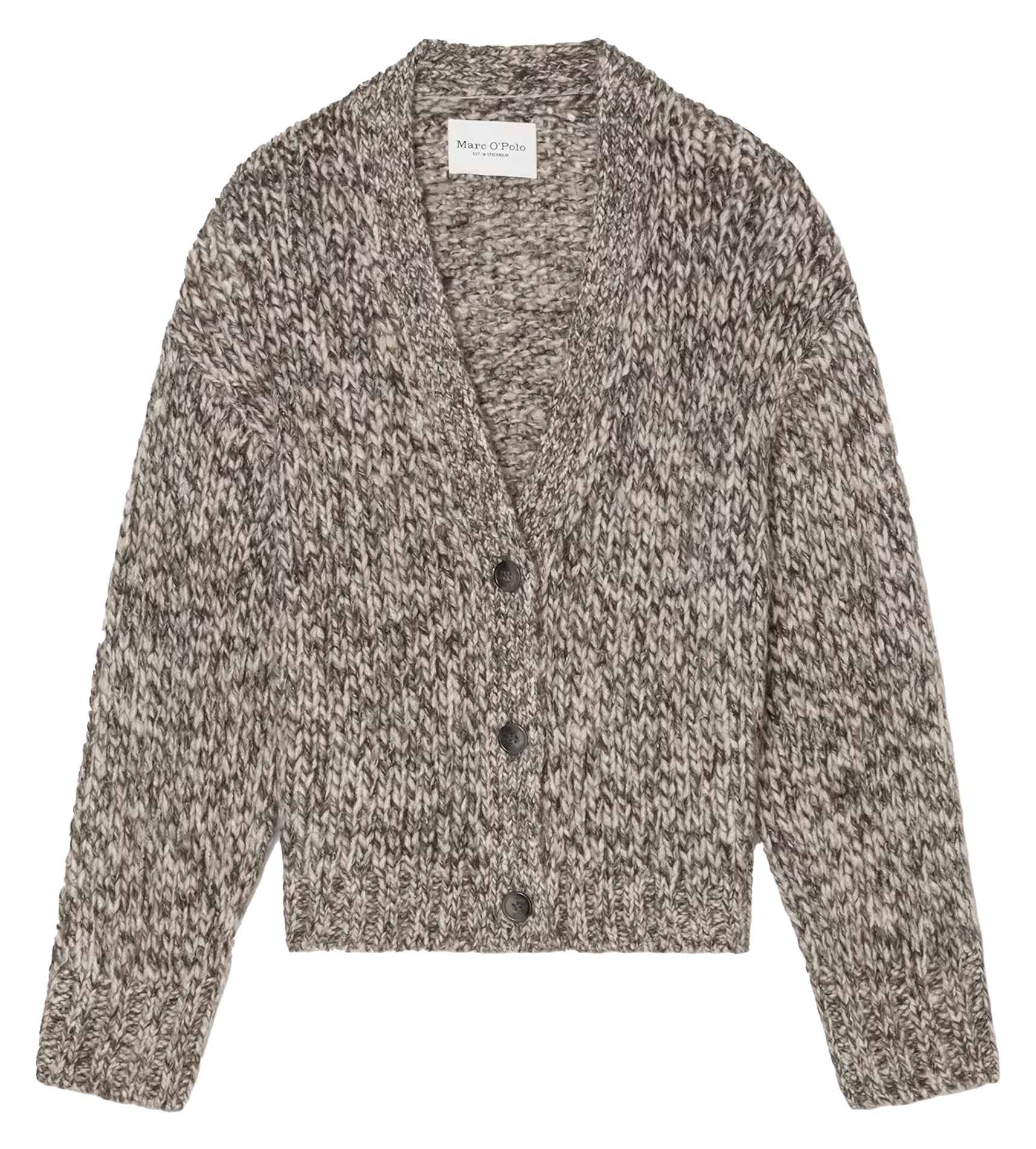  MARC O'POLO   Cardigan a scialle in lana e cotone misto | Marrone