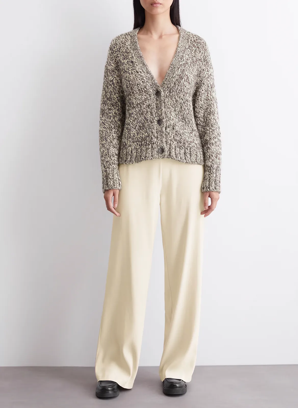 MARC O'POLO   Cardigan a scialle in lana e cotone misto | Marrone