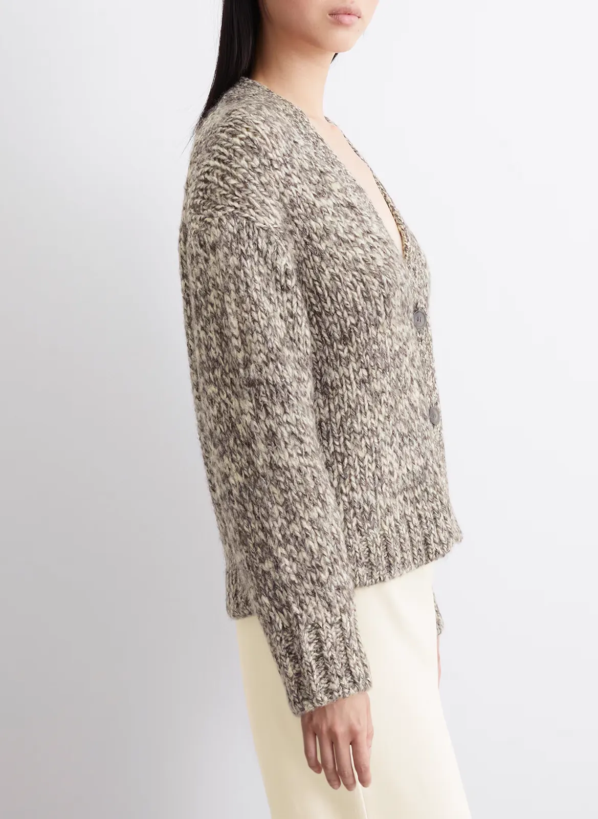  MARC O'POLO   Cardigan a scialle in lana e cotone misto | Marrone
