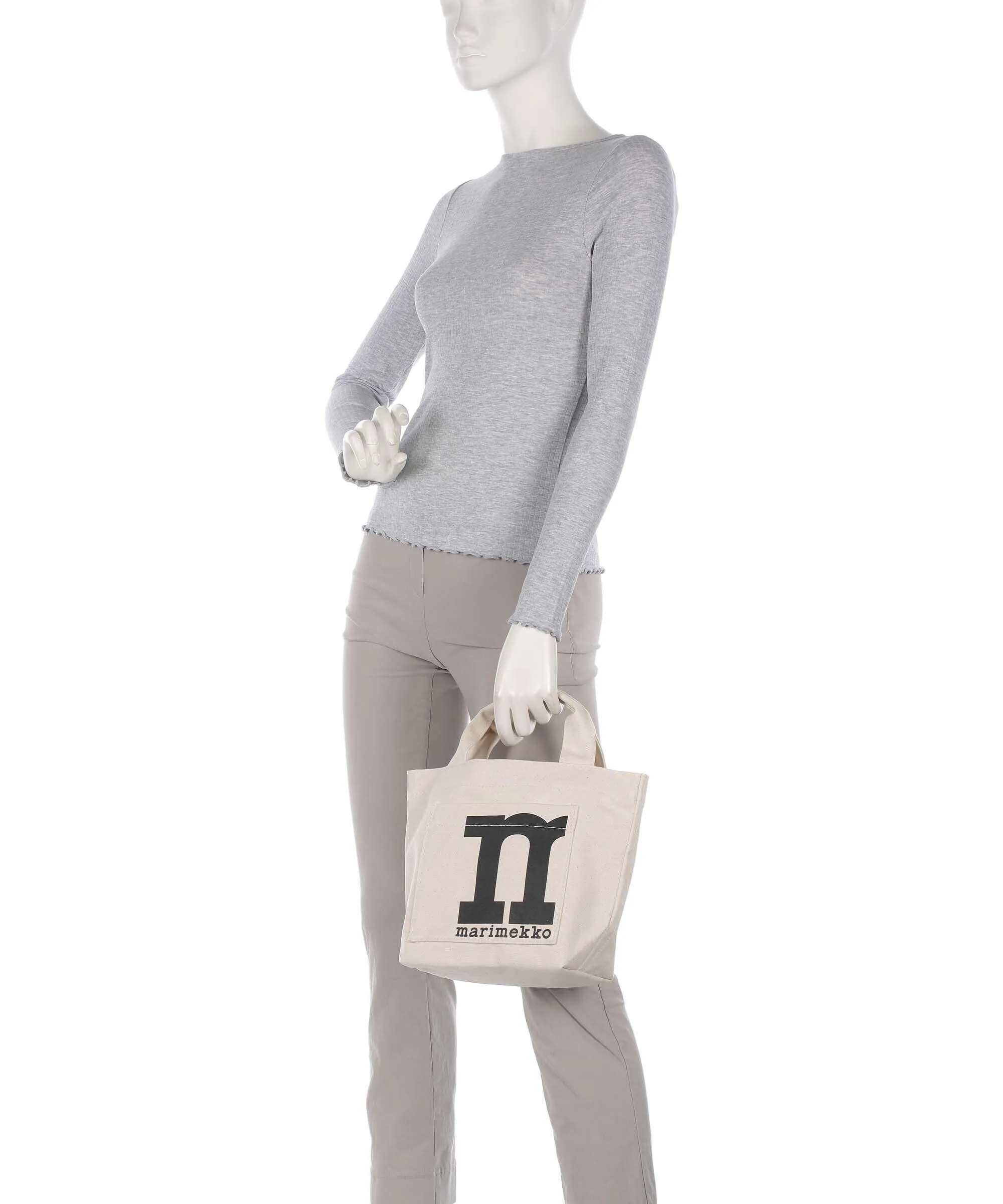 Marimekko Solid Mono Mini Borsa a mano cotone natura  