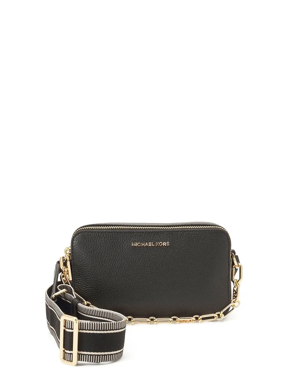 Michael Kors     Borsa a tracolla Camera Jet Set piccola in pelle martellata con doppia zip Nero