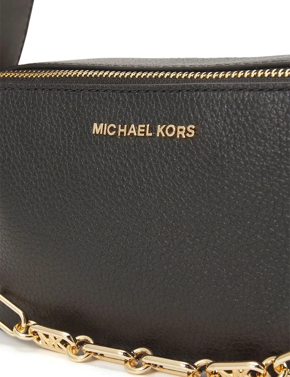 Michael Kors     Borsa a tracolla Camera Jet Set piccola in pelle martellata con doppia zip Nero
