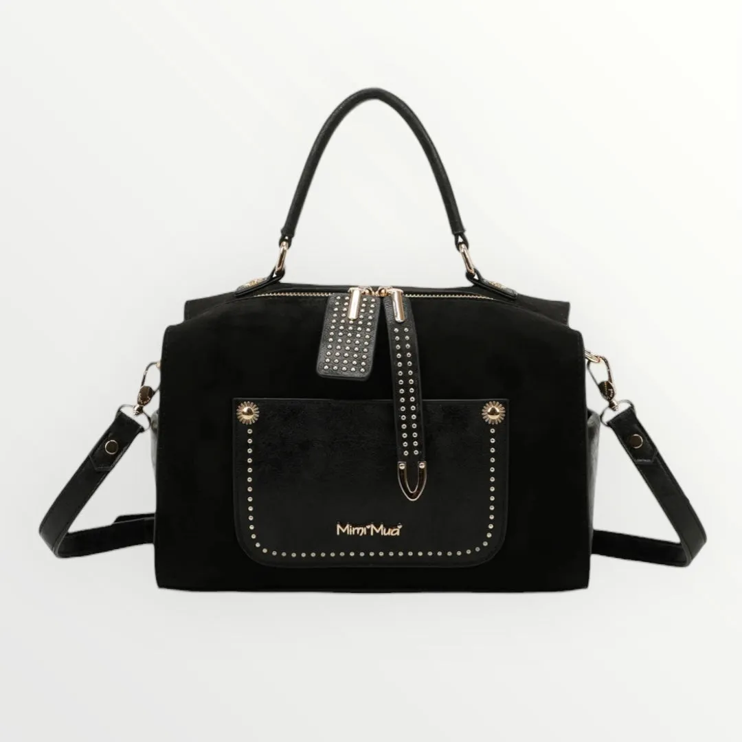 MIMI MUA' - BORSA A MANO SCAMOSCIATA CON BORCHIE