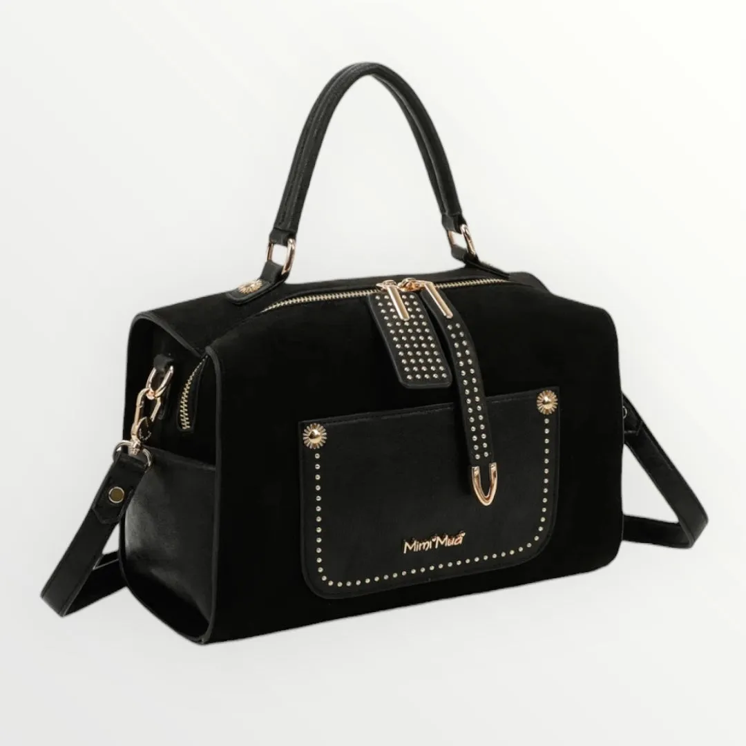 MIMI MUA' - BORSA A MANO SCAMOSCIATA CON BORCHIE