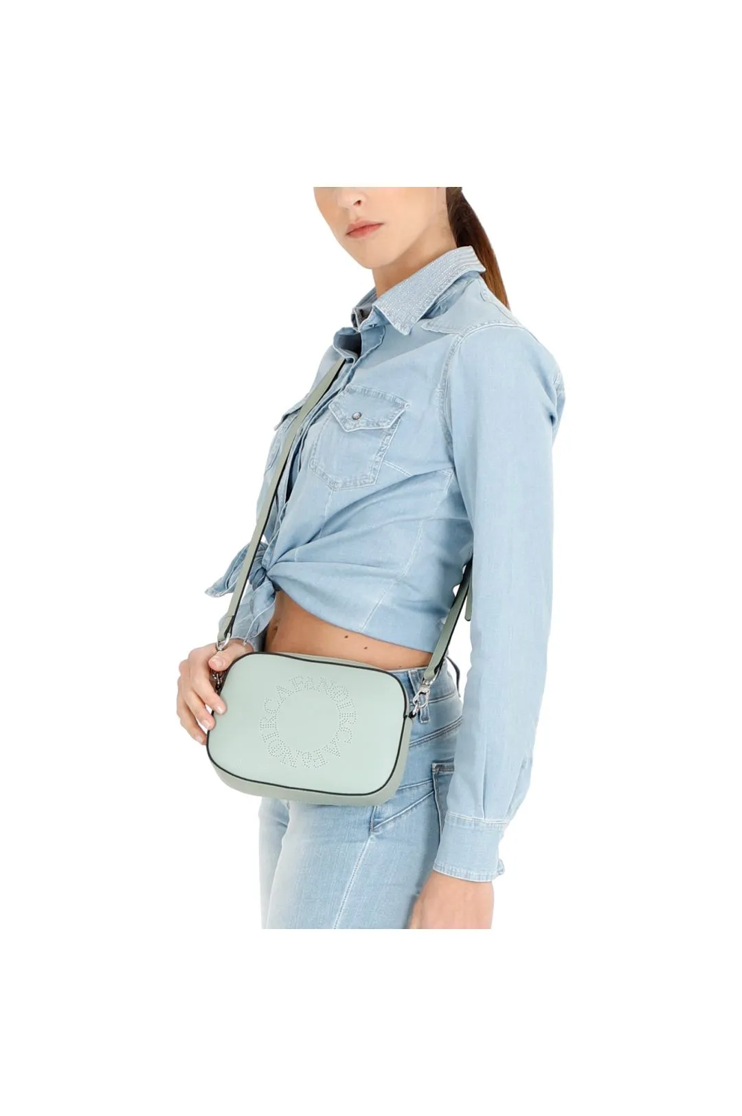 mini bag con logo circolare forato