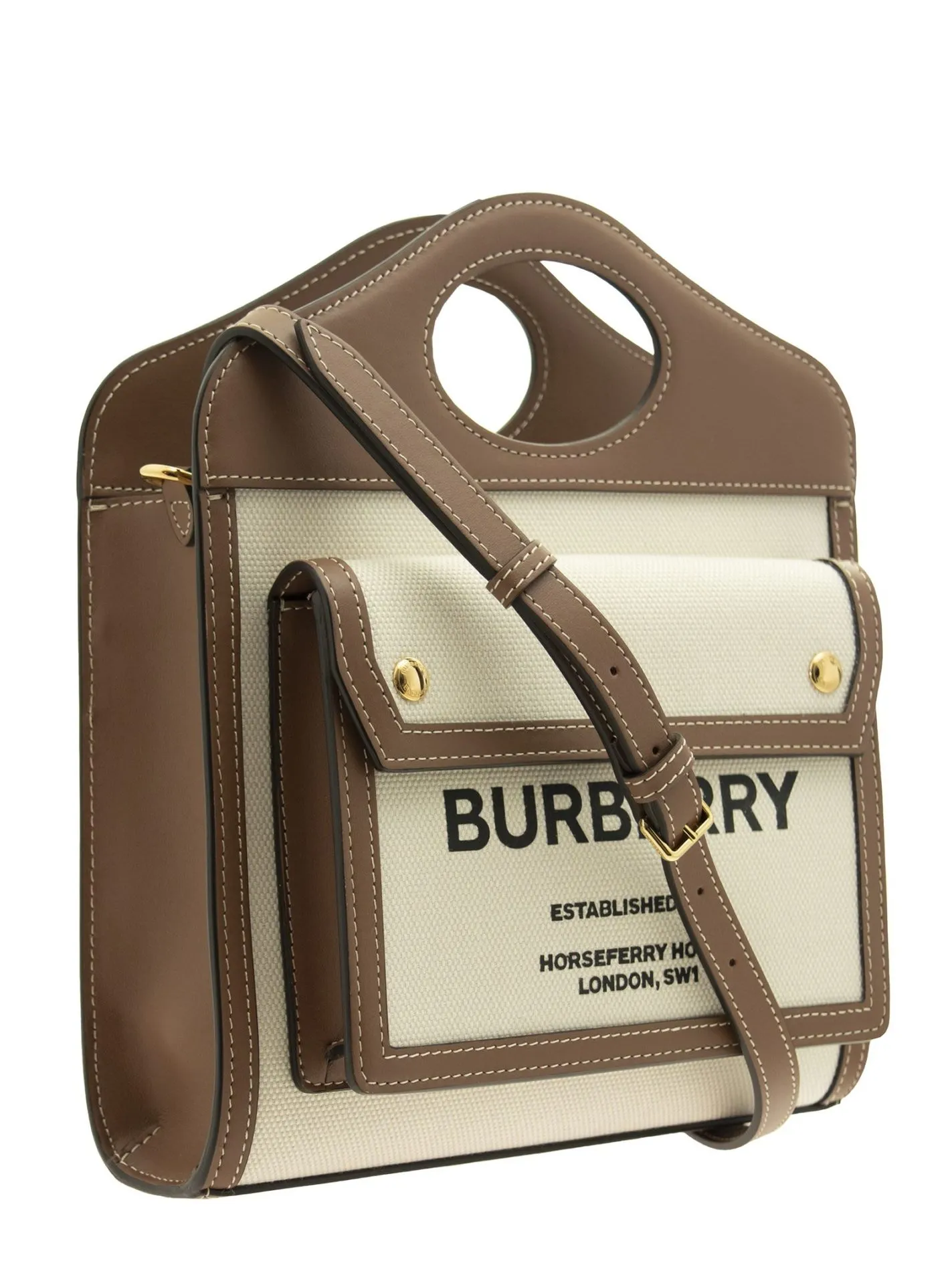 Mini Two-tone Canvas and Leather Pocket Bag
