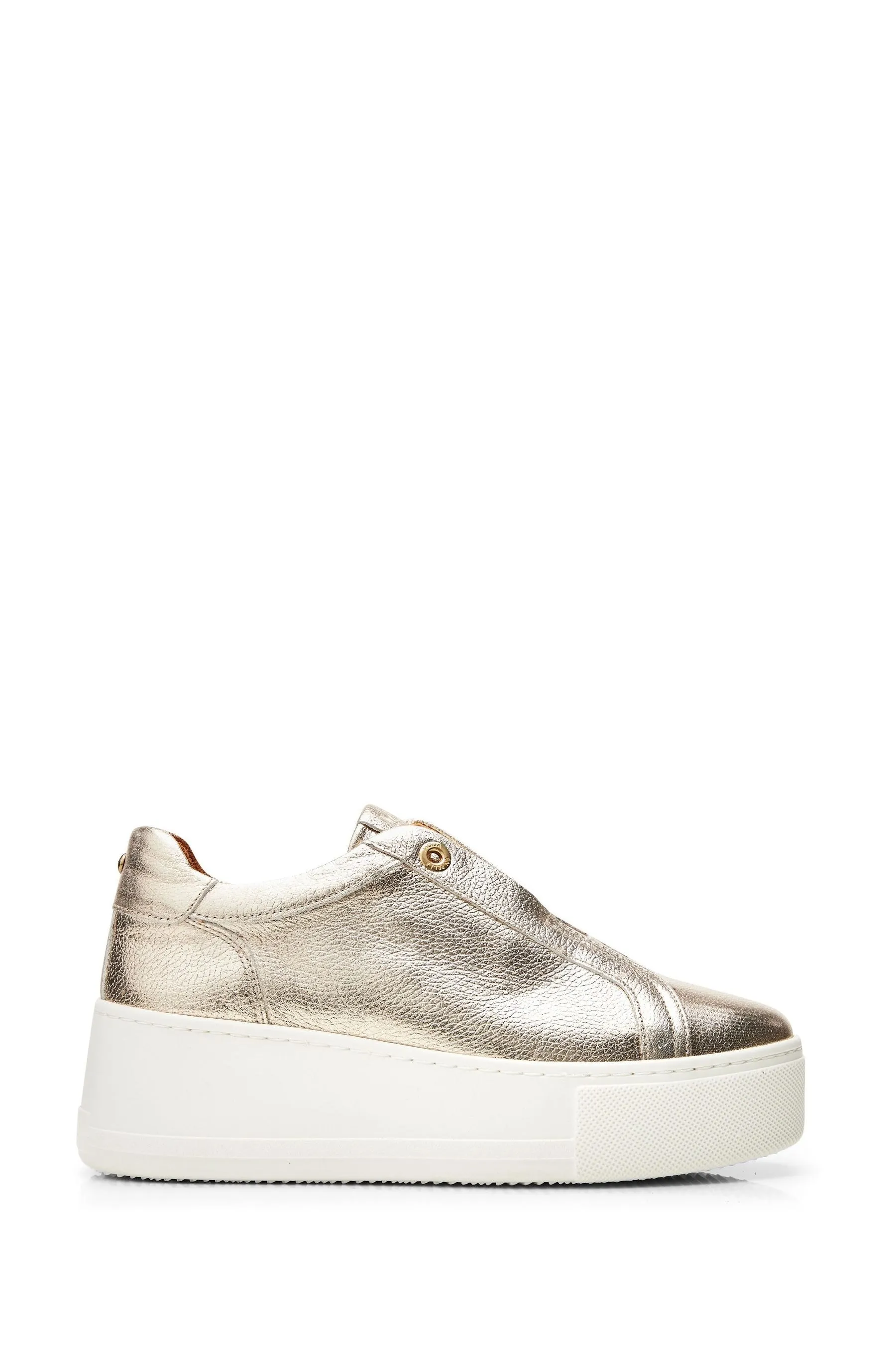 Moda in Pelle - Auben - Oro - Scarpe da ginnastica senza lacci con zeppa spessa