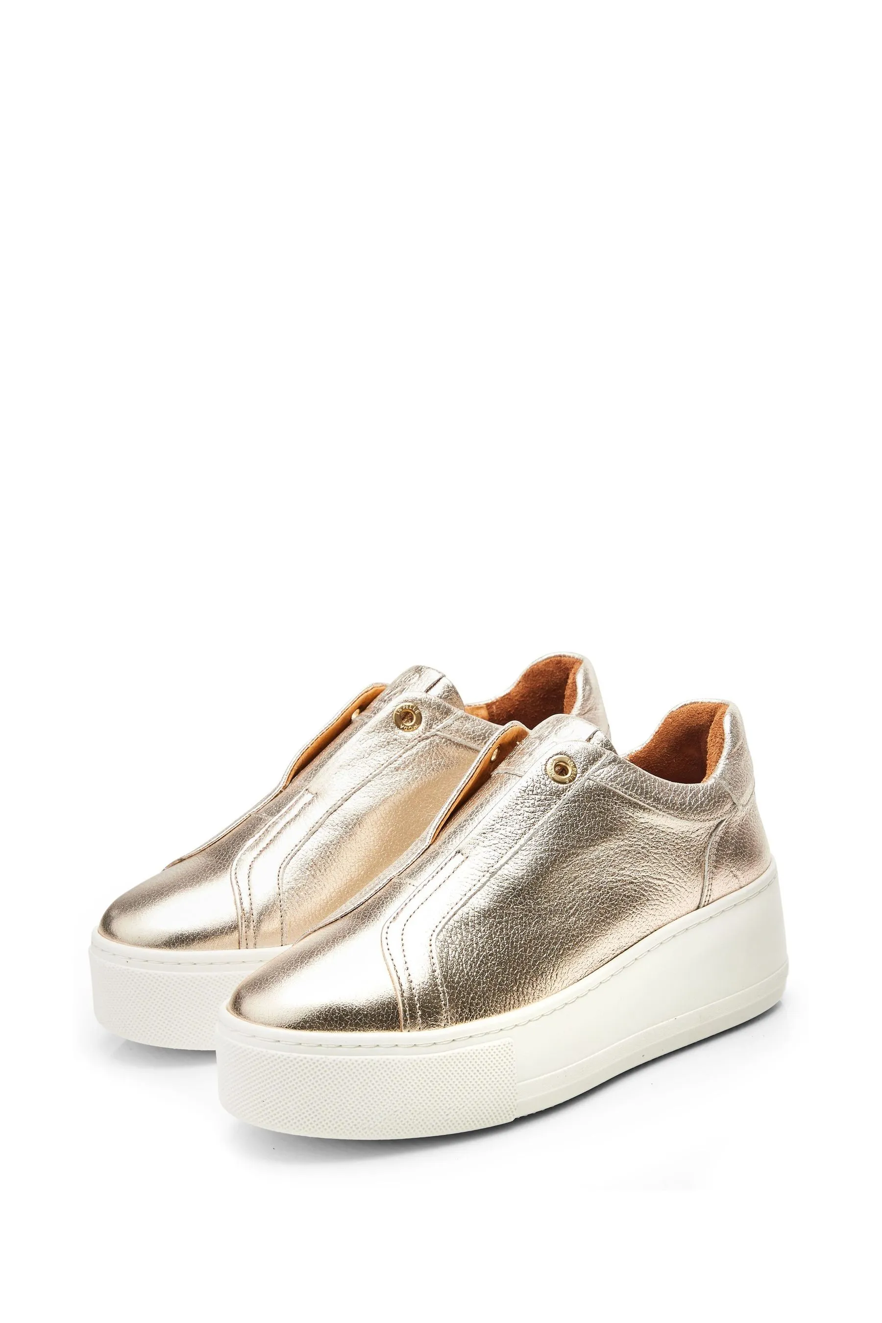 Moda in Pelle - Auben - Oro - Scarpe da ginnastica senza lacci con zeppa spessa