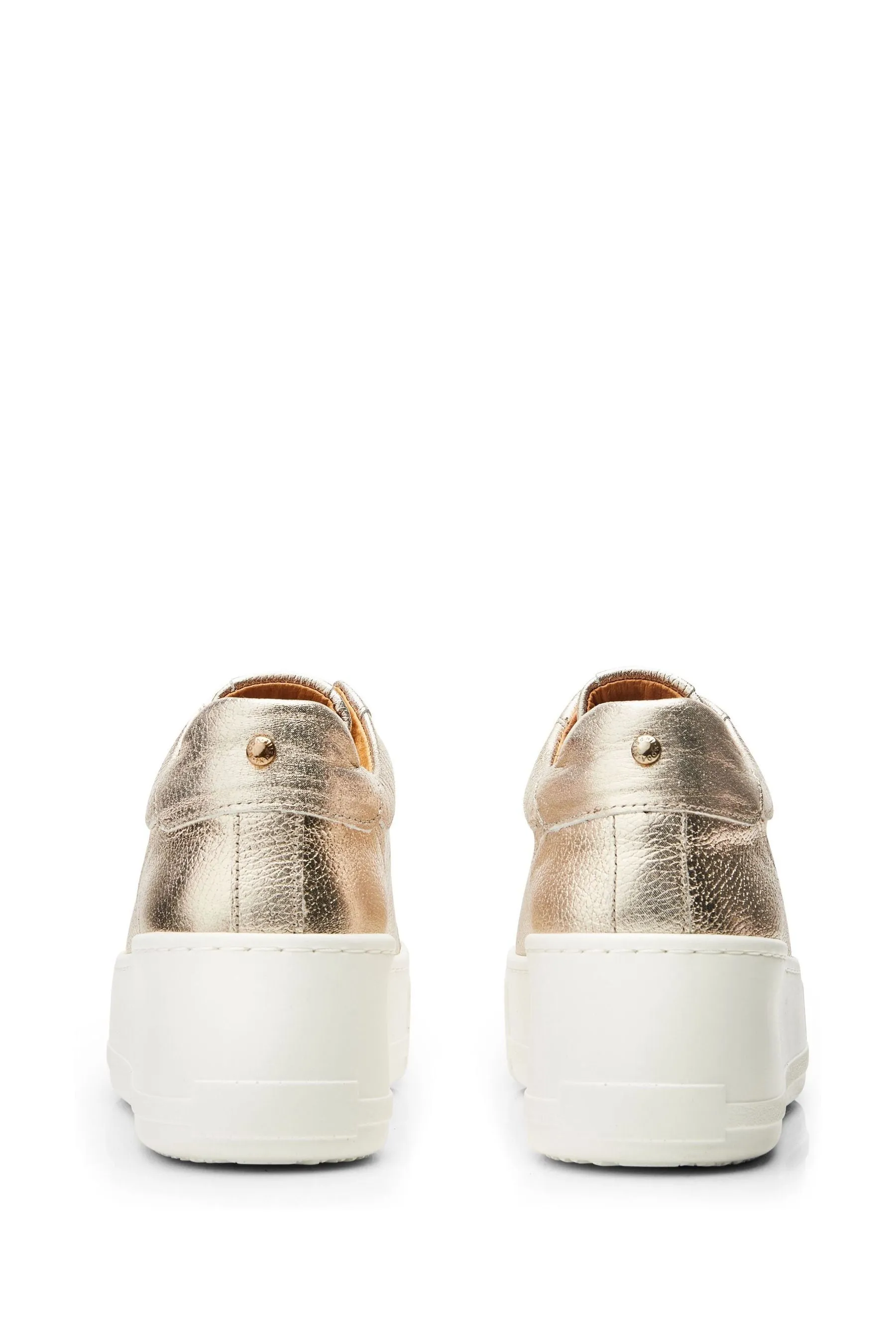 Moda in Pelle - Auben - Oro - Scarpe da ginnastica senza lacci con zeppa spessa