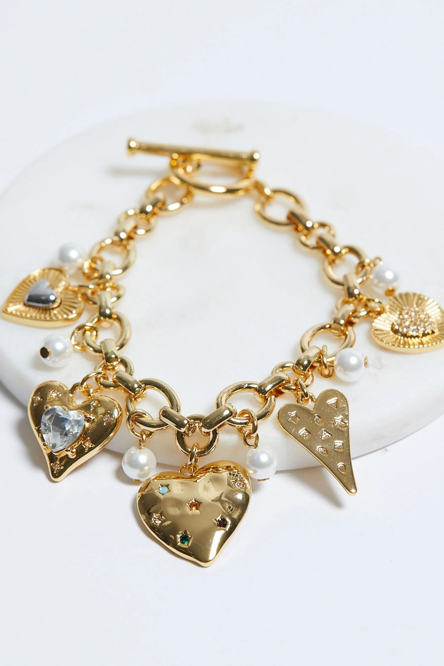 Mood - Bracciale con ciondolo a cuore colorato con cristalli