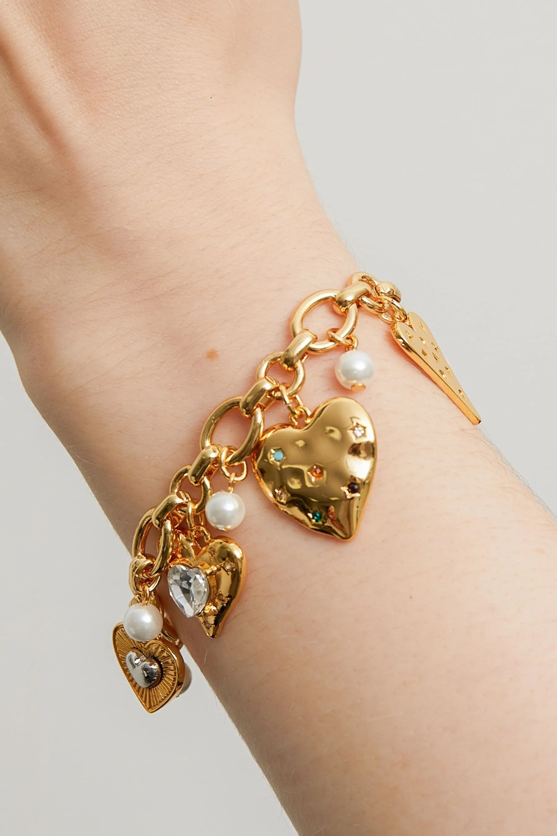 Mood - Bracciale con ciondolo a cuore colorato con cristalli