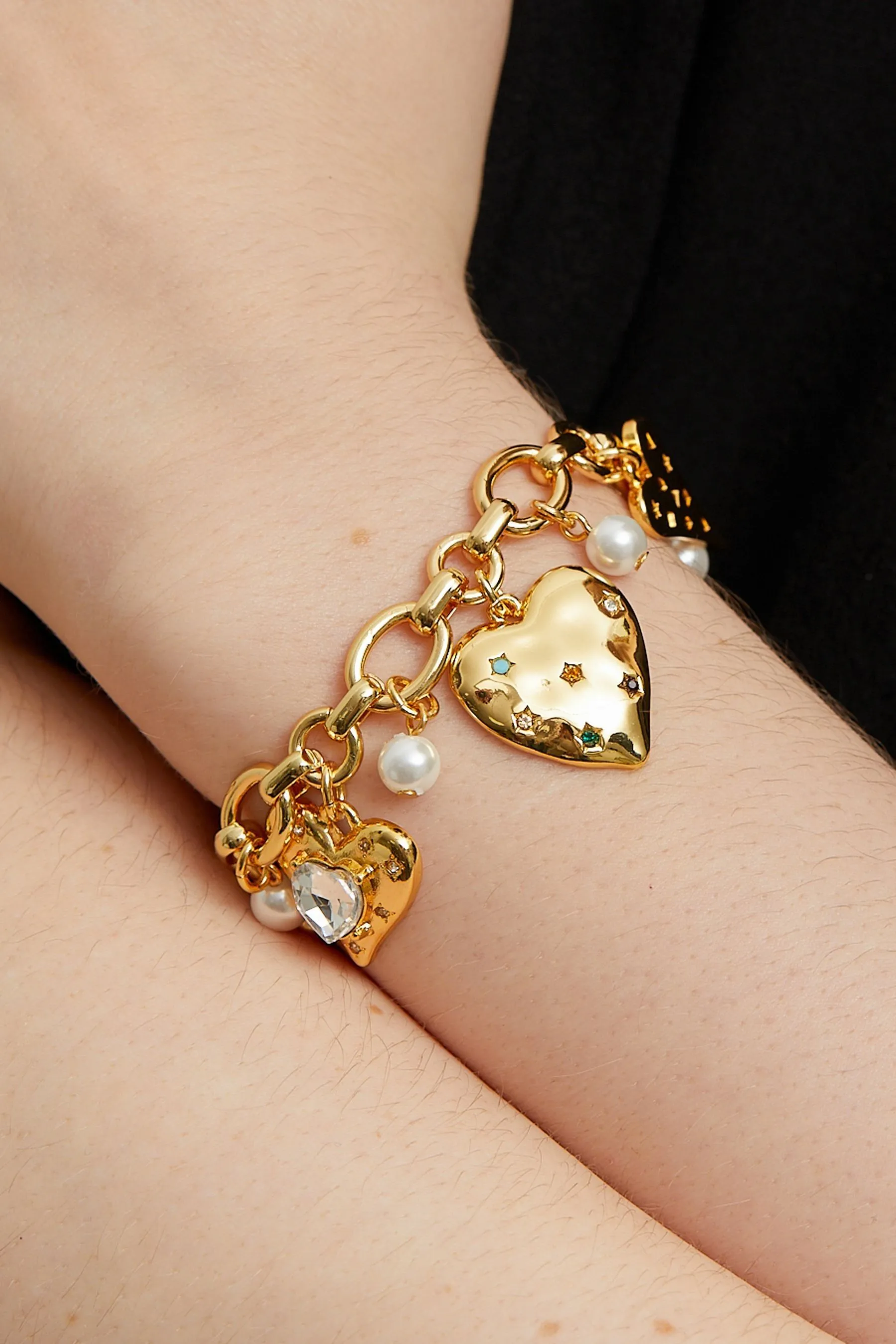 Mood - Bracciale con ciondolo a cuore colorato con cristalli
