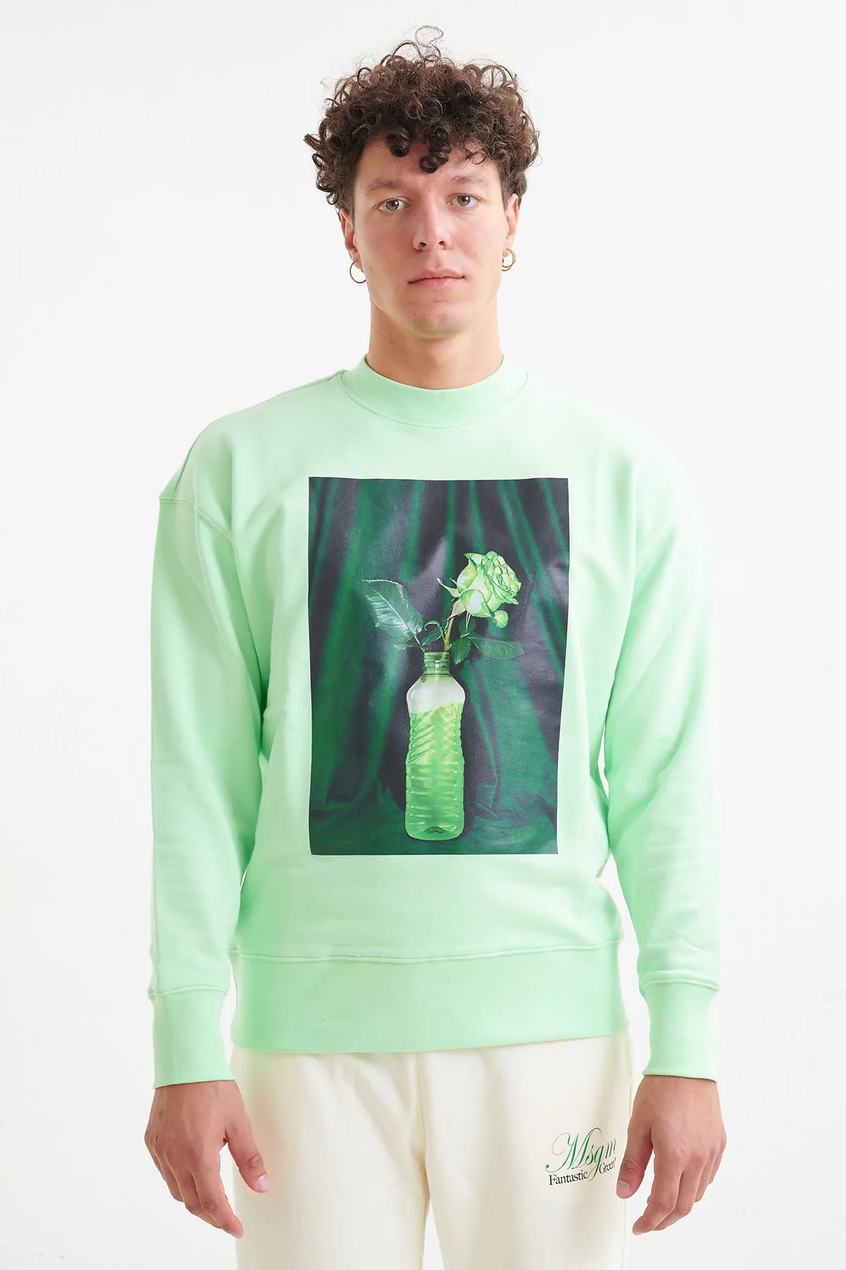 MSGM Felpa girocollo con stampa over Capsule “Fantastic Green”