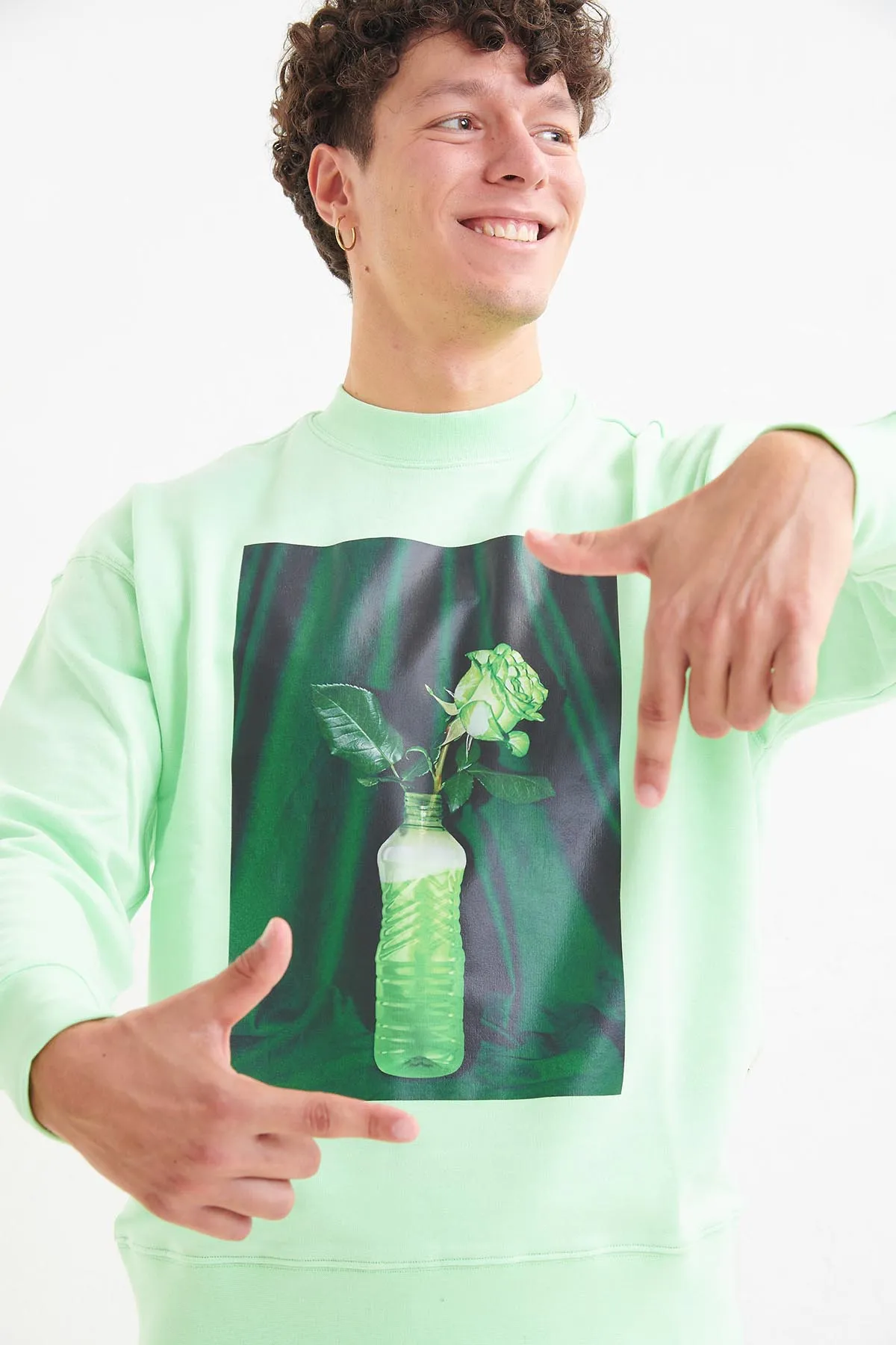 MSGM Felpa girocollo con stampa over Capsule “Fantastic Green”