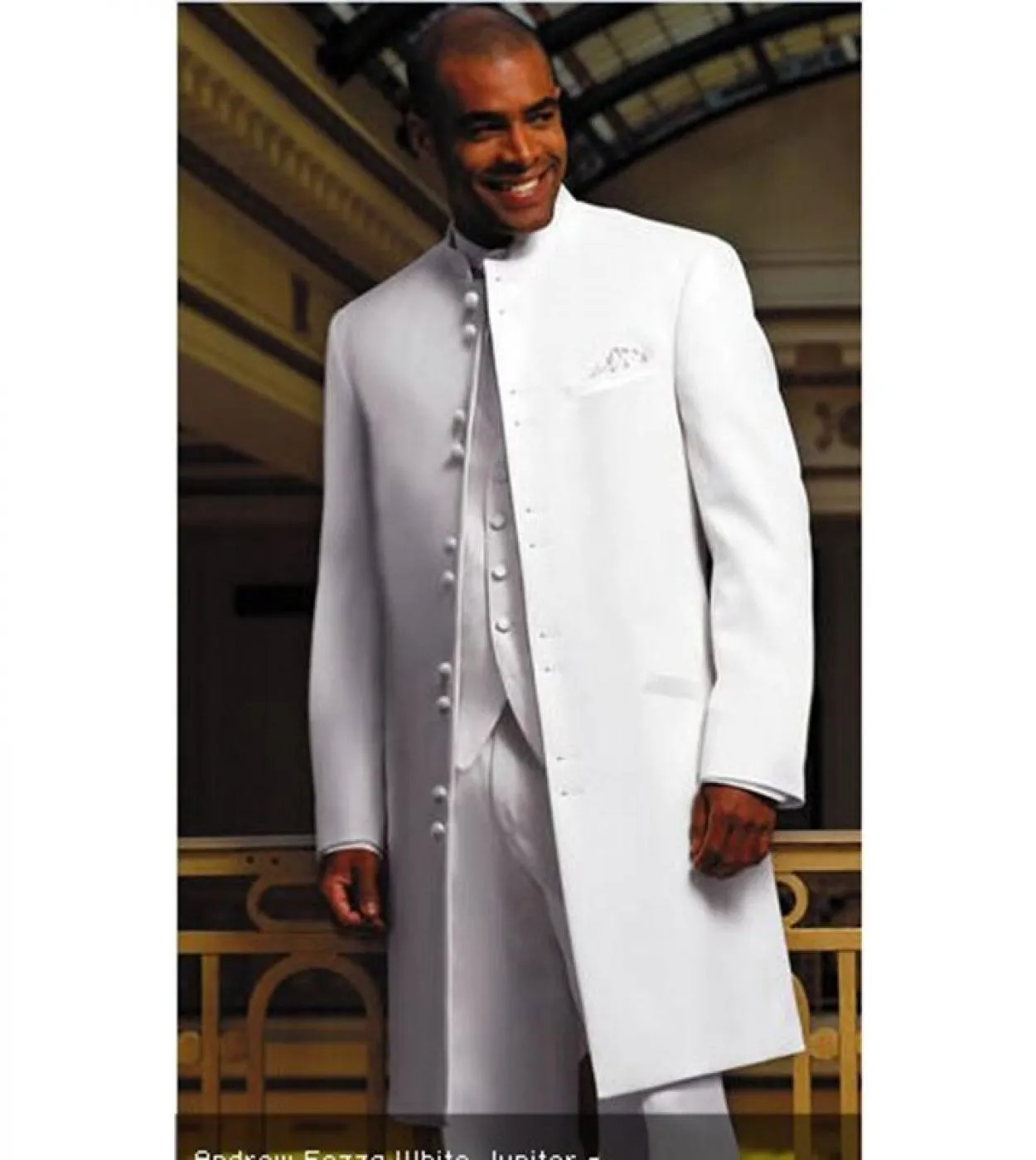 New Long Coat White Groom Tuxedo Groomsman Blazer Uomo Tailleur Terno Masculino Prom Abiti da uomo giacca  pantaloni  gilet