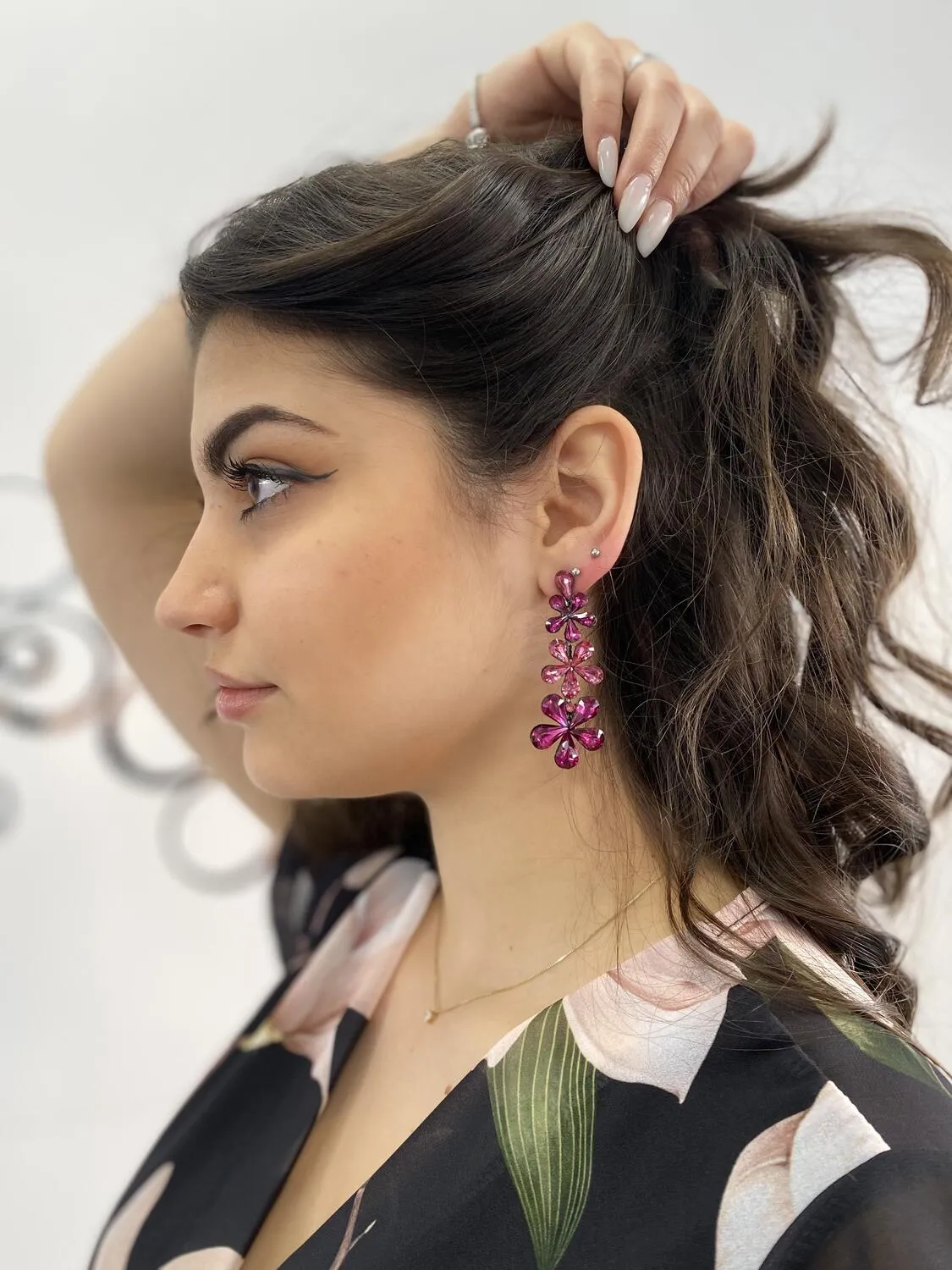Orecchini in metallo, vetro e strass