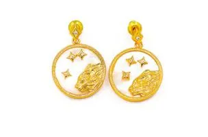 Orecchini rotondi, LEONE, colore oro