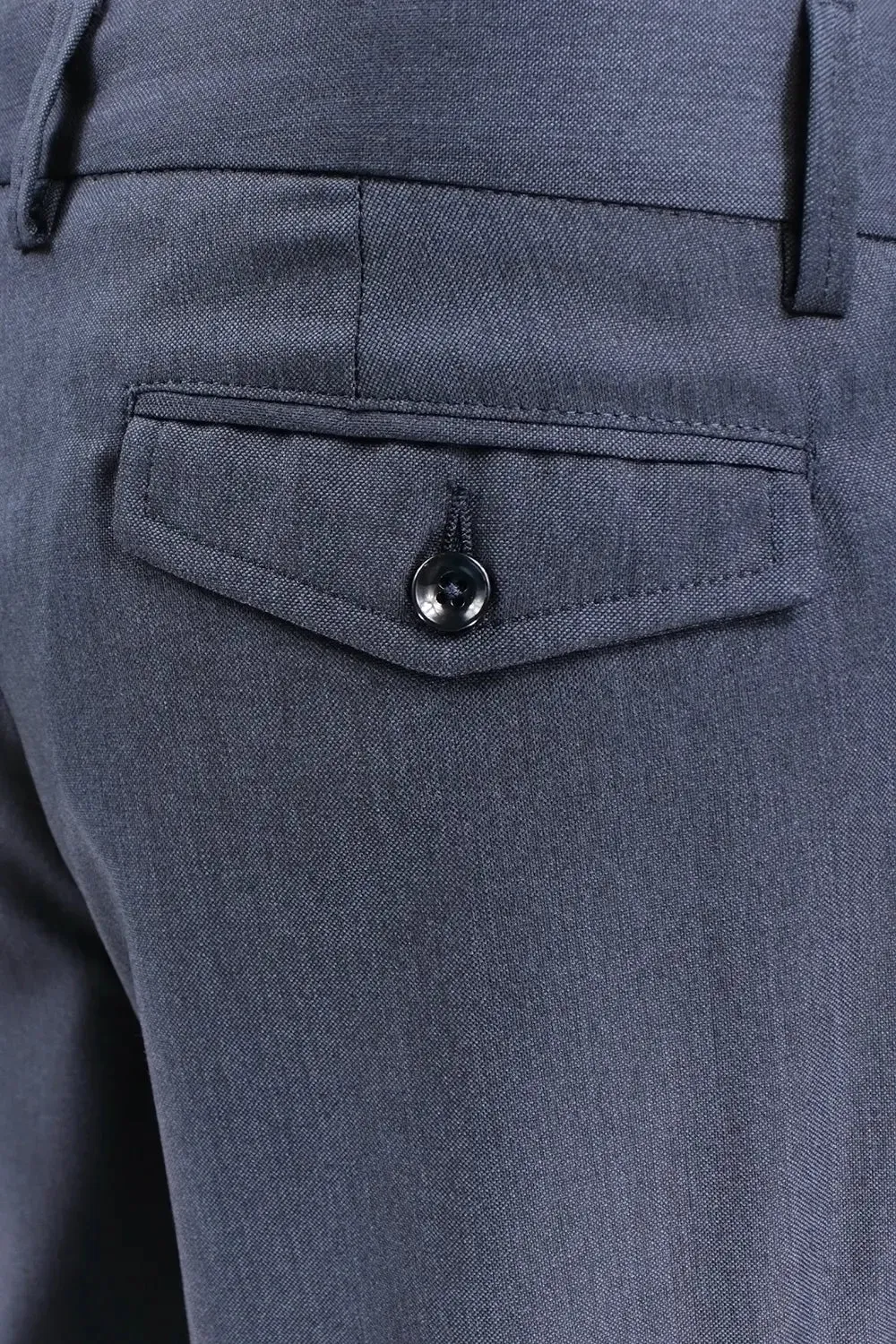   Pantalone con due pinces e cinta in lana blu