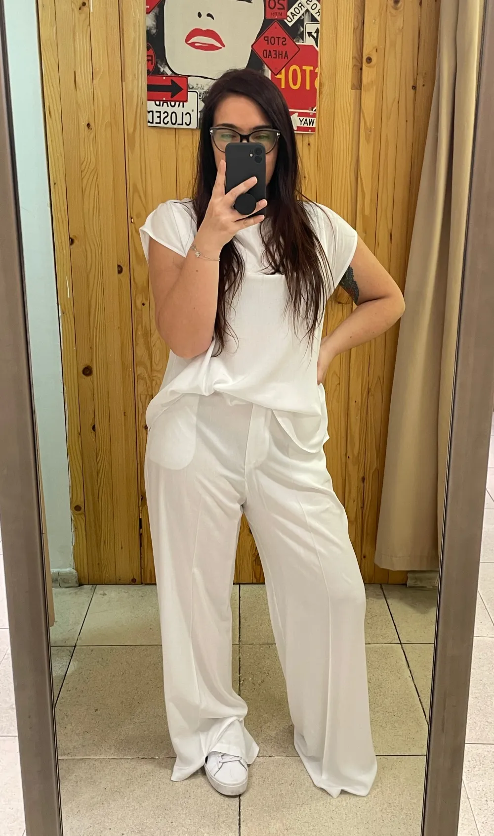Pantalone donna palazzo 9112 bianco