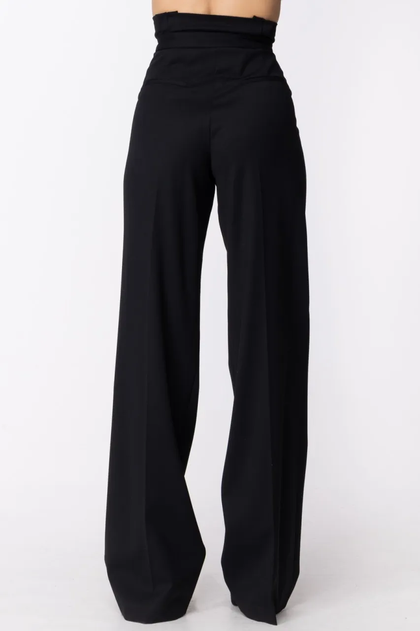 Pantalone palazzo con coulisse in vita Nero
