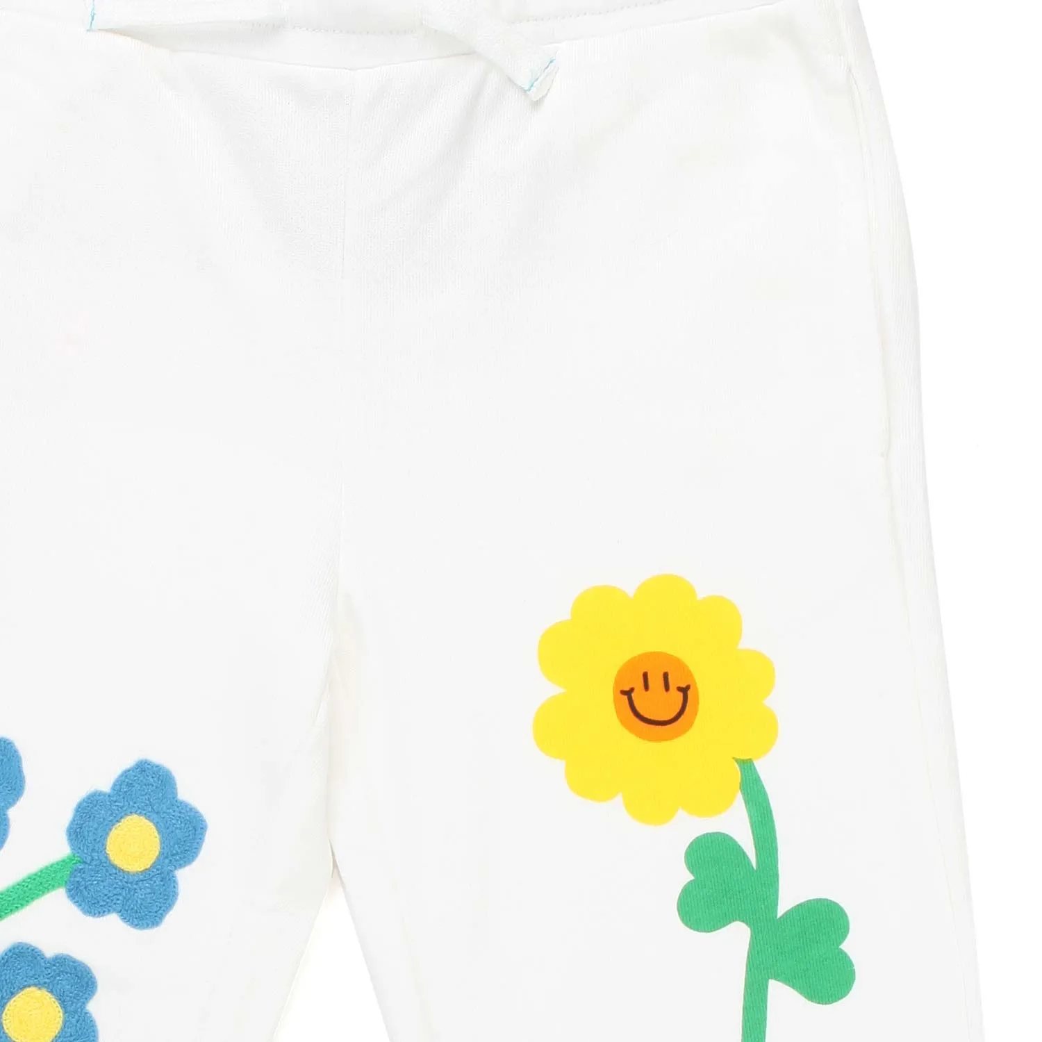 Pantalone Tuta Bianco Con Fiori Bambina