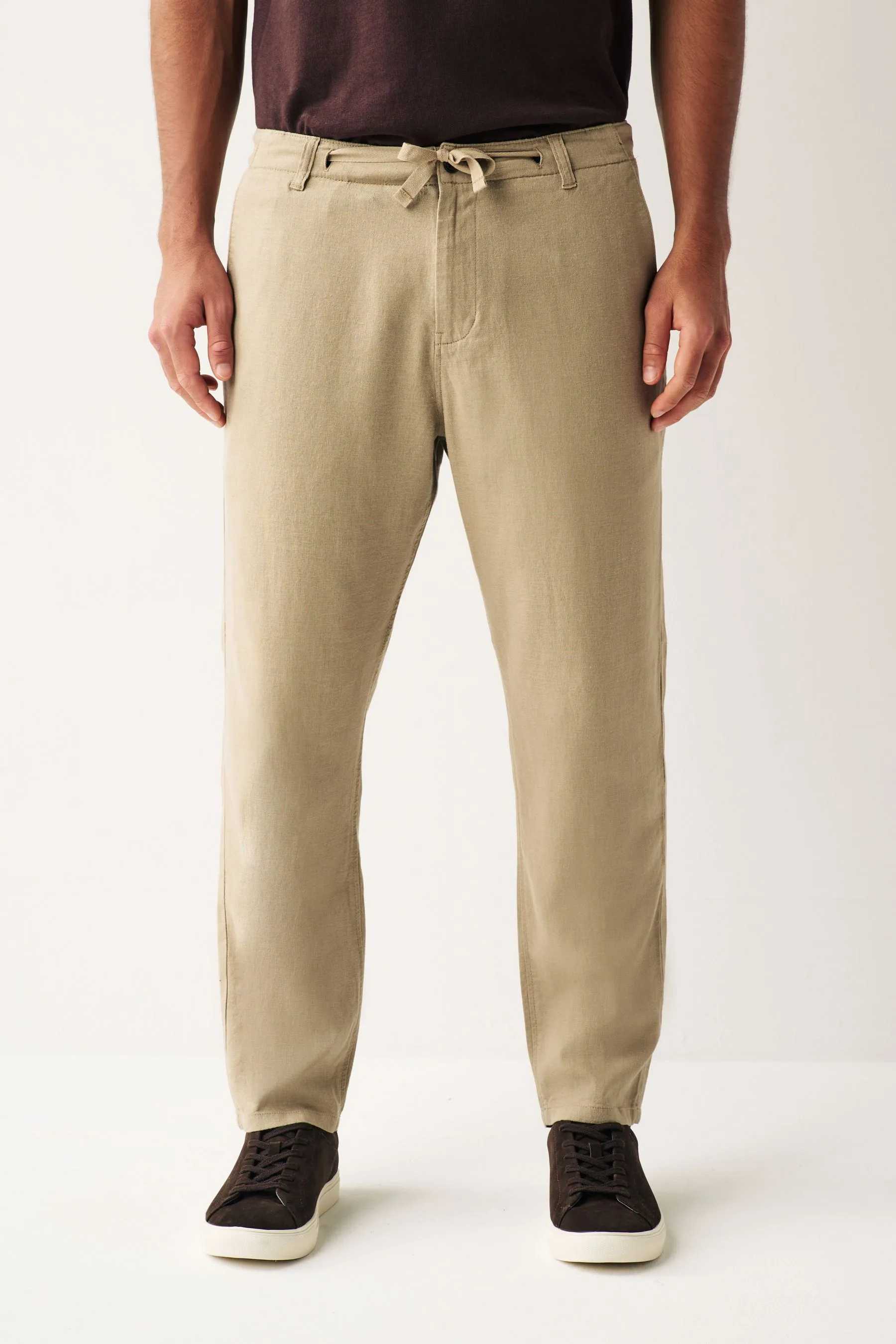 Pantaloni in viscosa e lino con coulisse