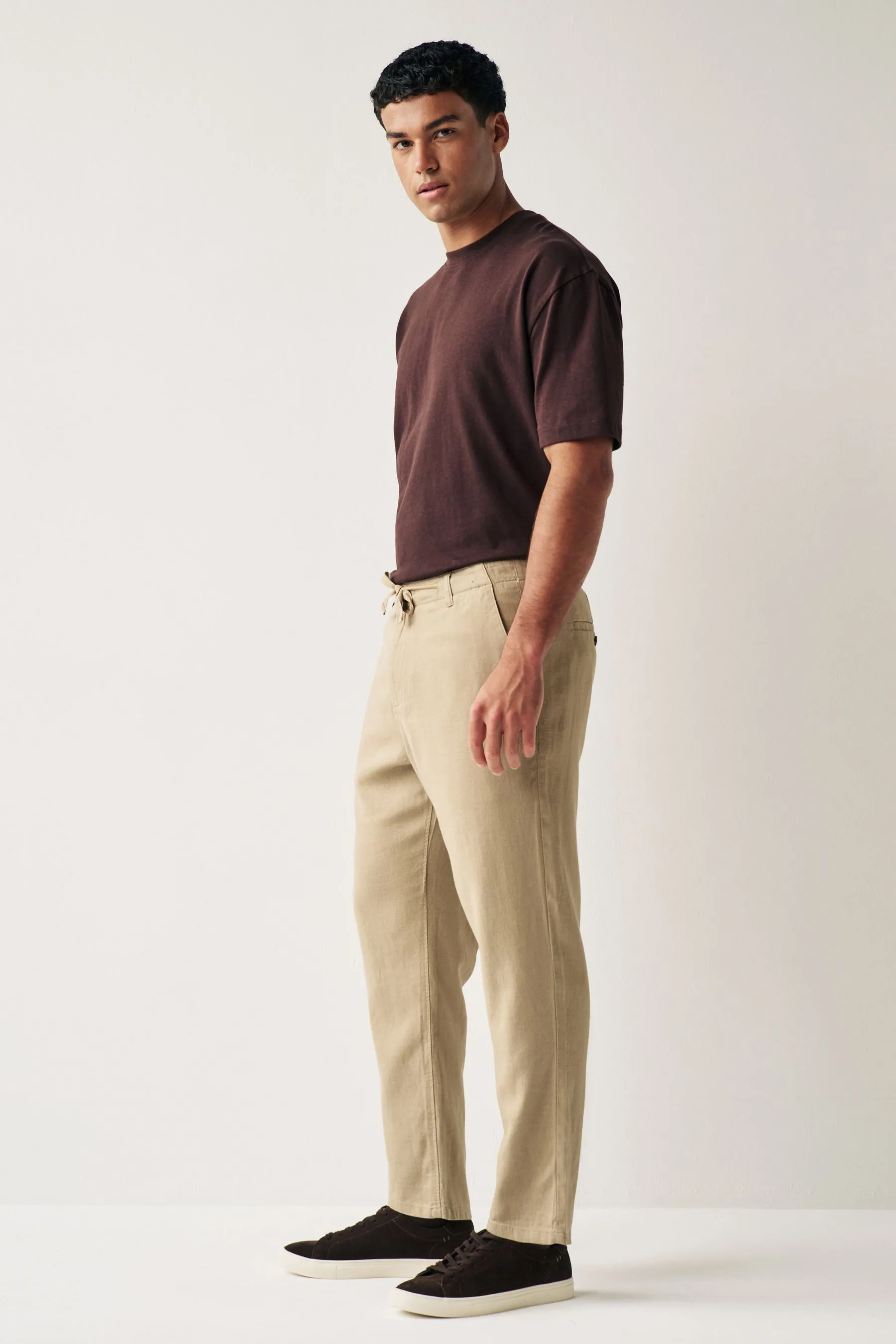 Pantaloni in viscosa e lino con coulisse