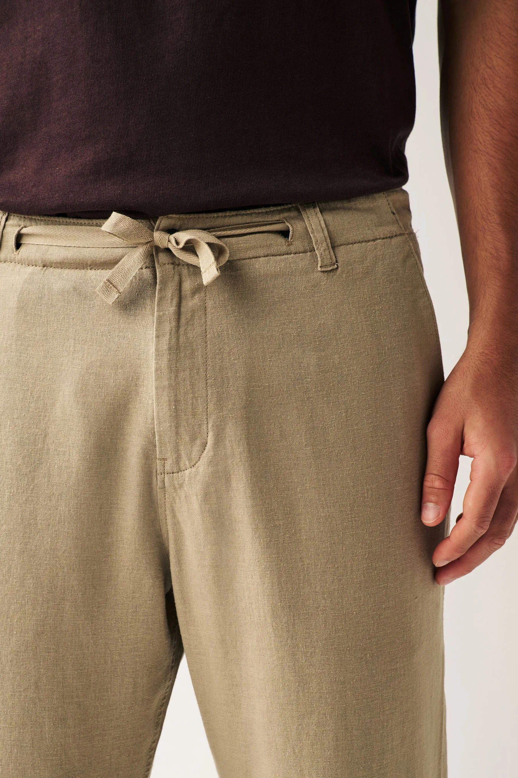 Pantaloni in viscosa e lino con coulisse