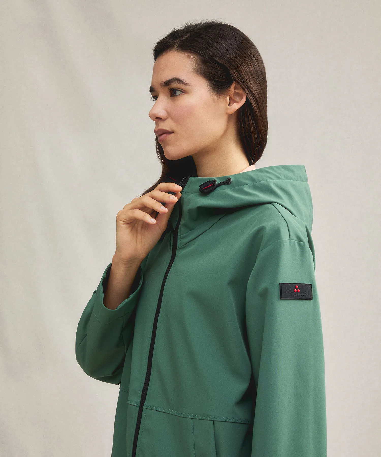 Parka fishtail in nylon stretch